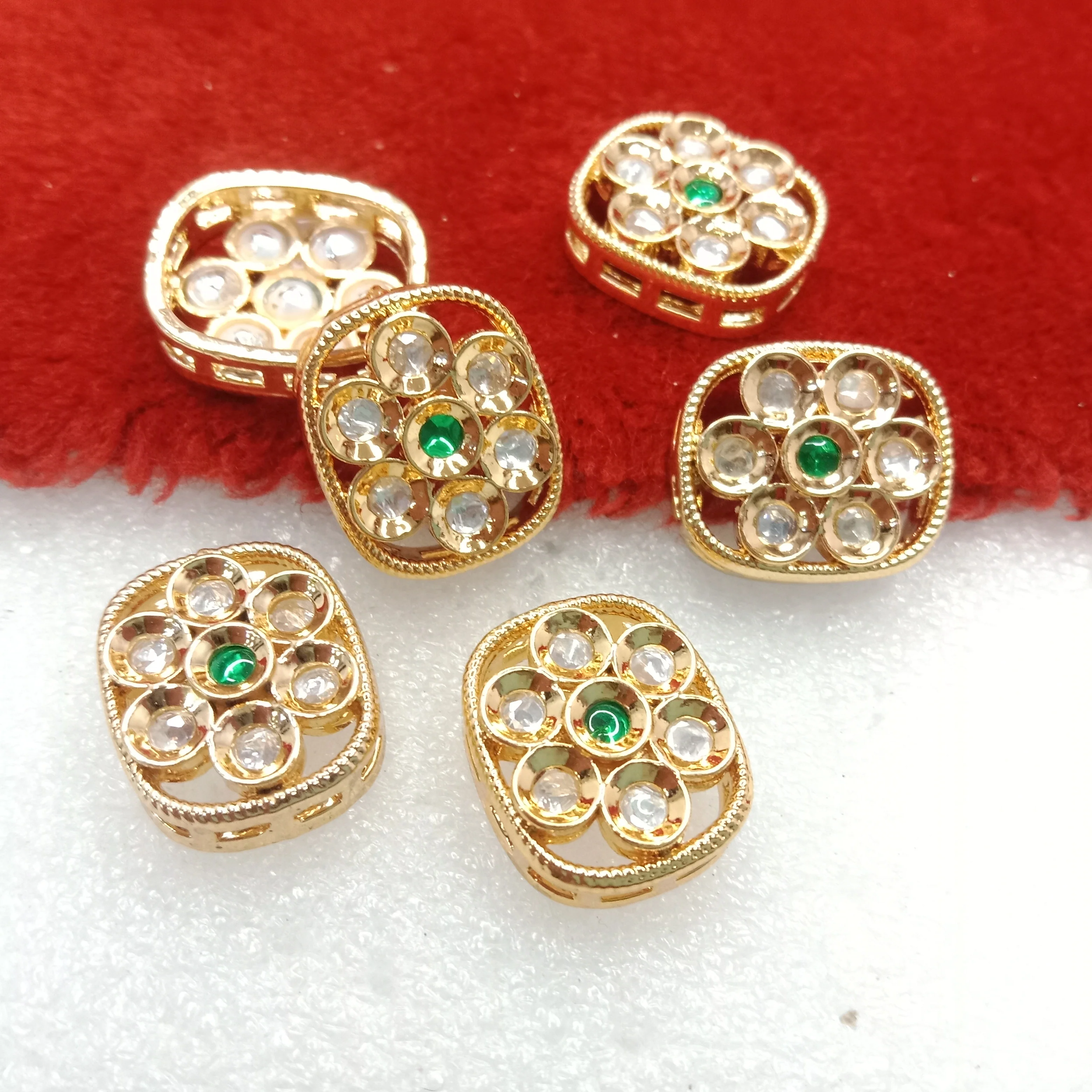 Dark green (6pcs) high quality kundan connectors 18mm(2cm)