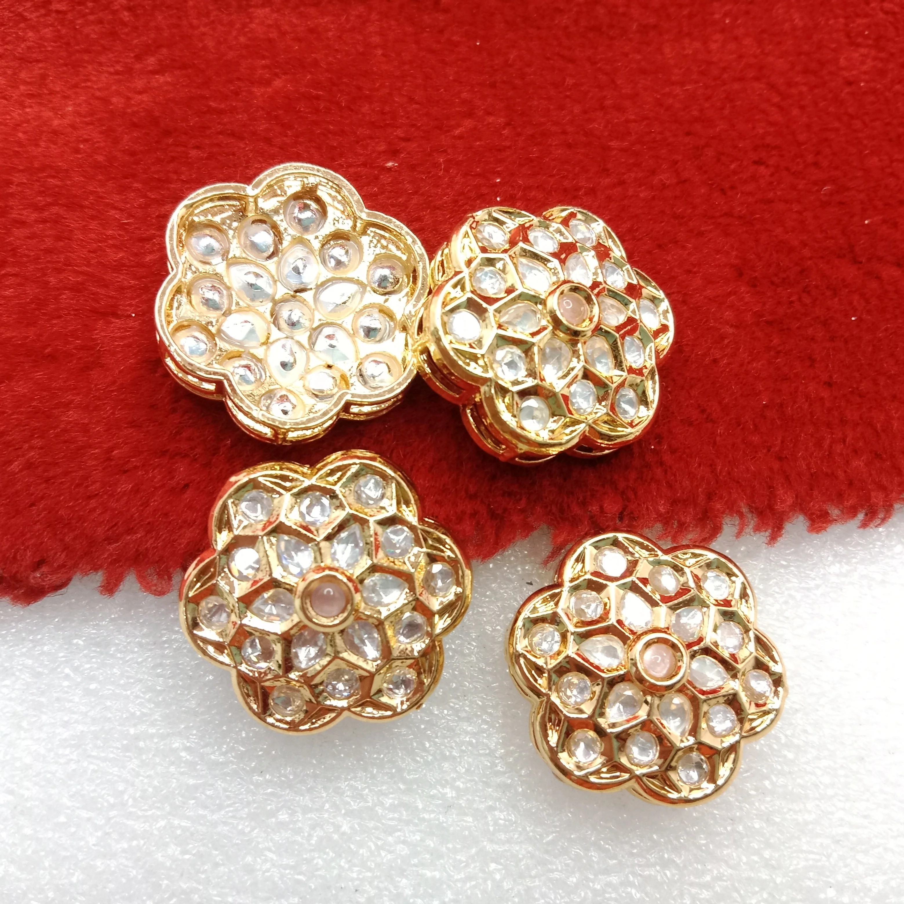 Light pink(4pcs) high quality  flower shape kundan connectors 21mm(2cm)