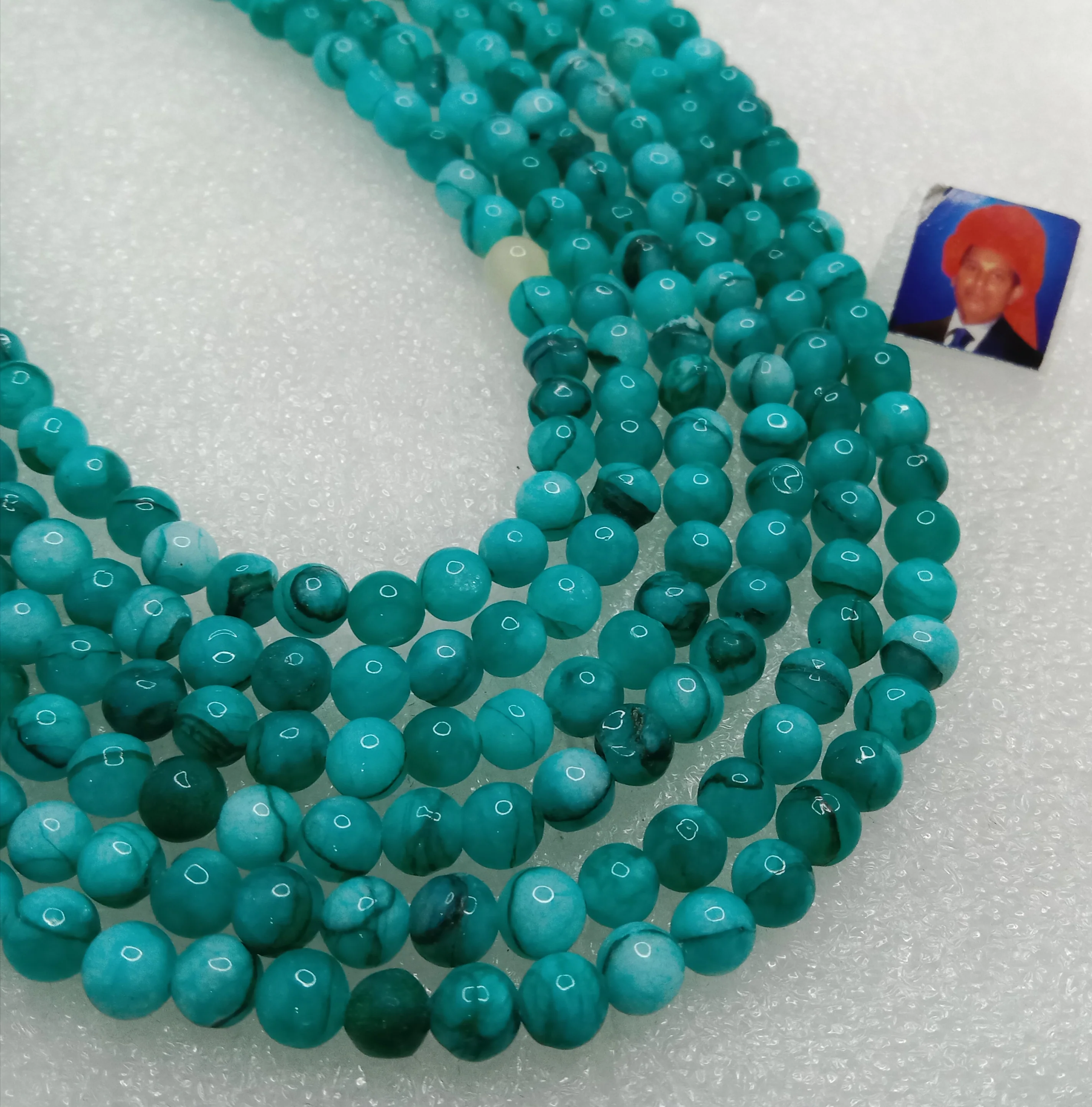 Ethiopian opal 6mm plan agate beads 1 string