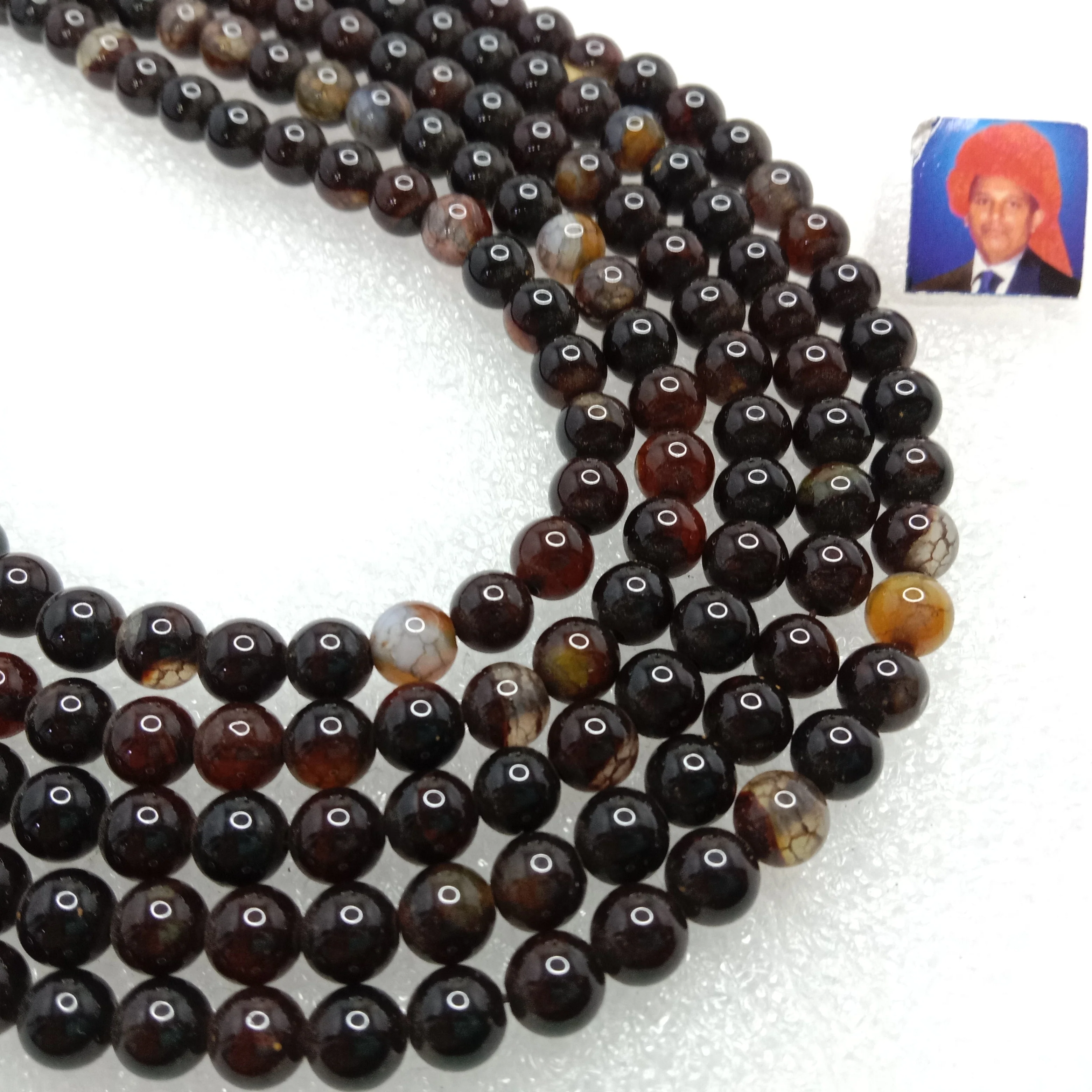 Brown toned 6mm plan agate beads 1 string