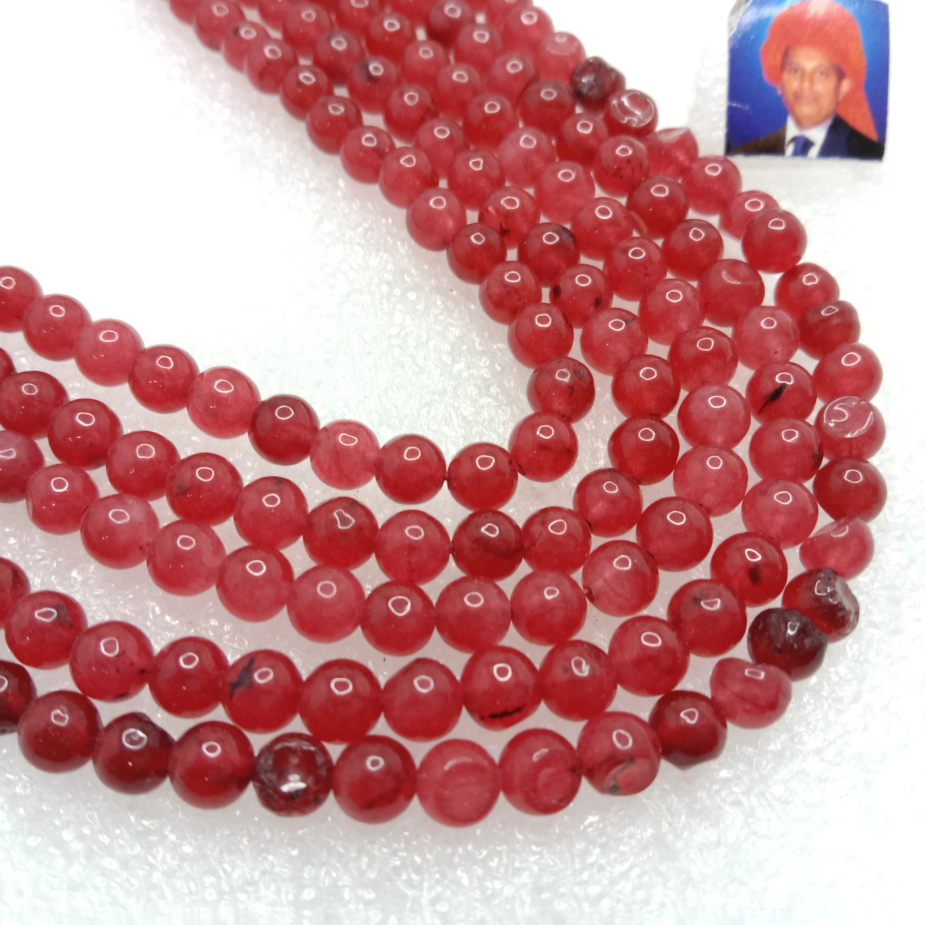 Ruby 6mm plan agate beads 1 string