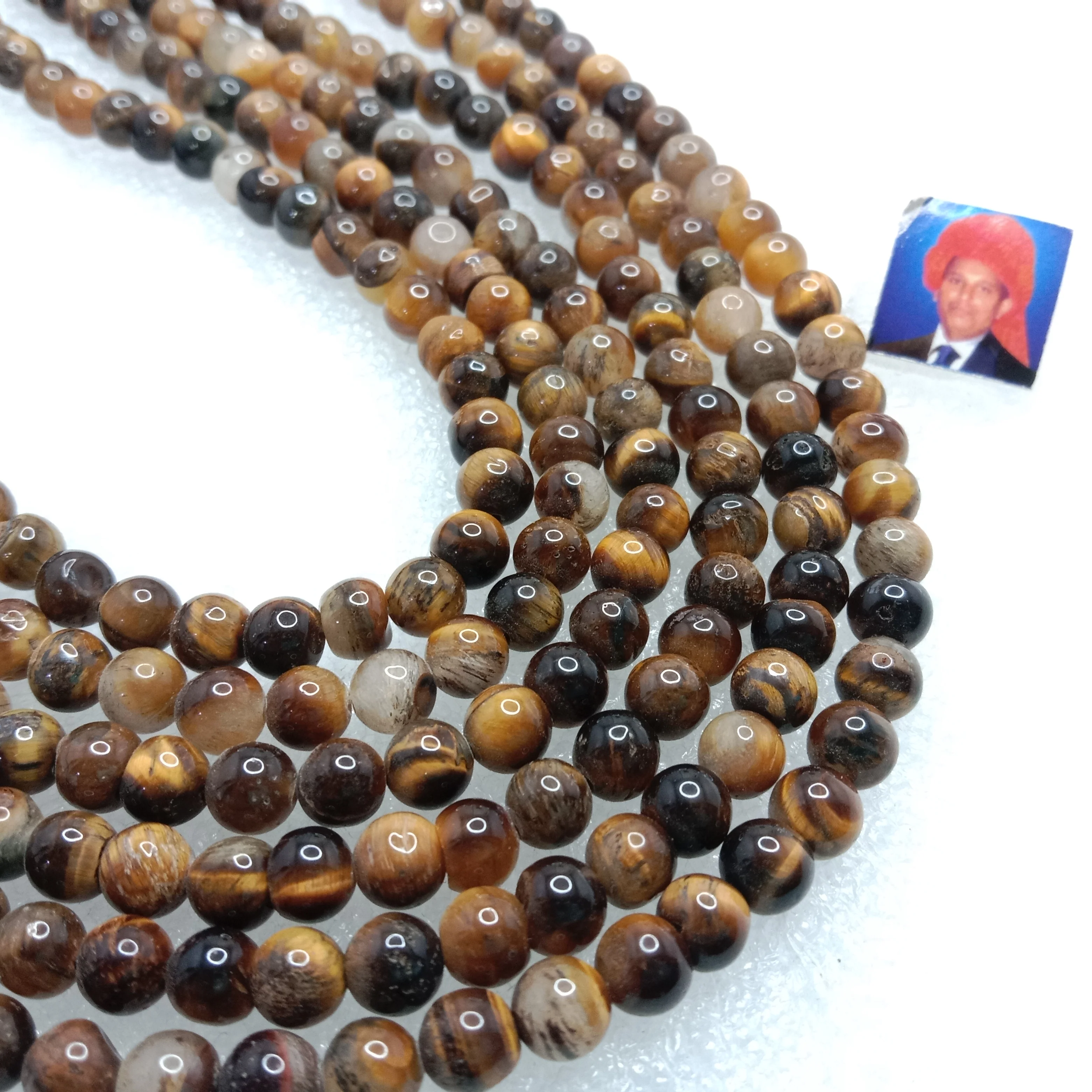 Tiger eye 6mm plan agate beads 1 string