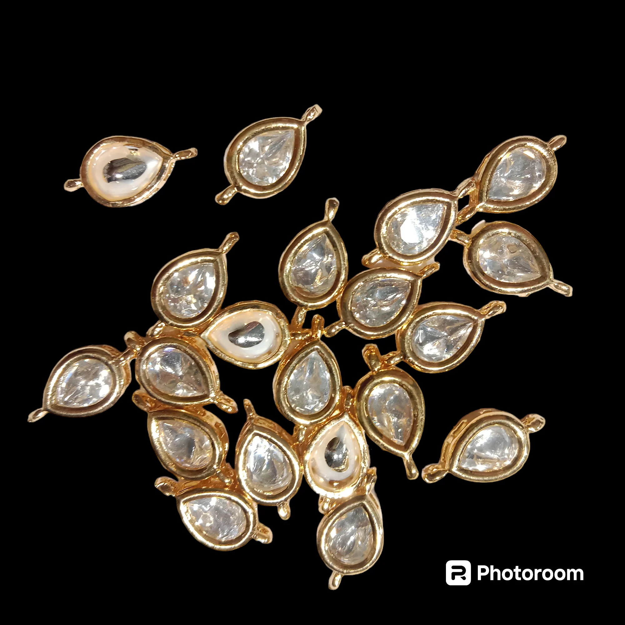 White(20pcs) high quality drop shape kundan connectors (1cm)