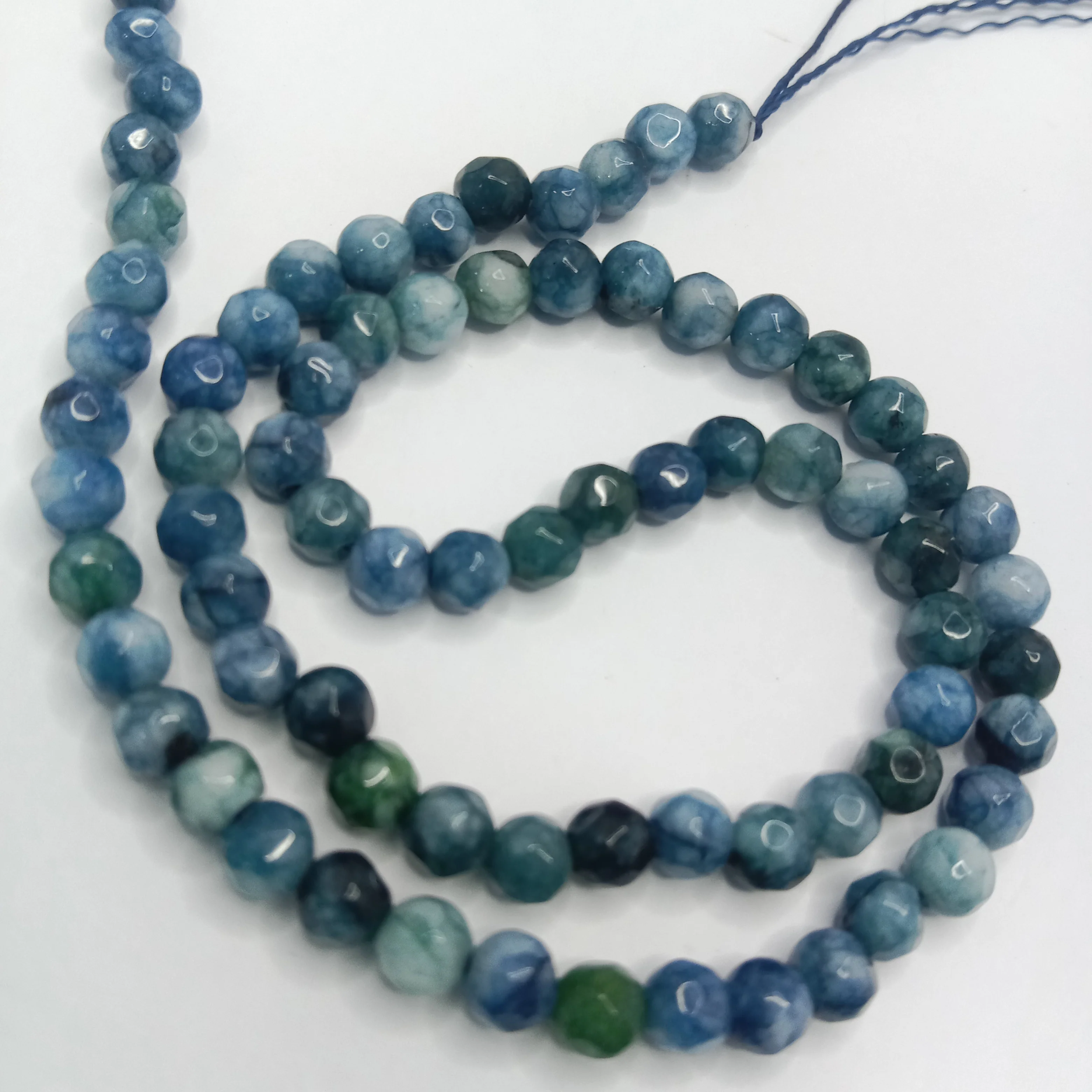 Dark shaded blue High Quality agate Round Beads 4mm 1 string