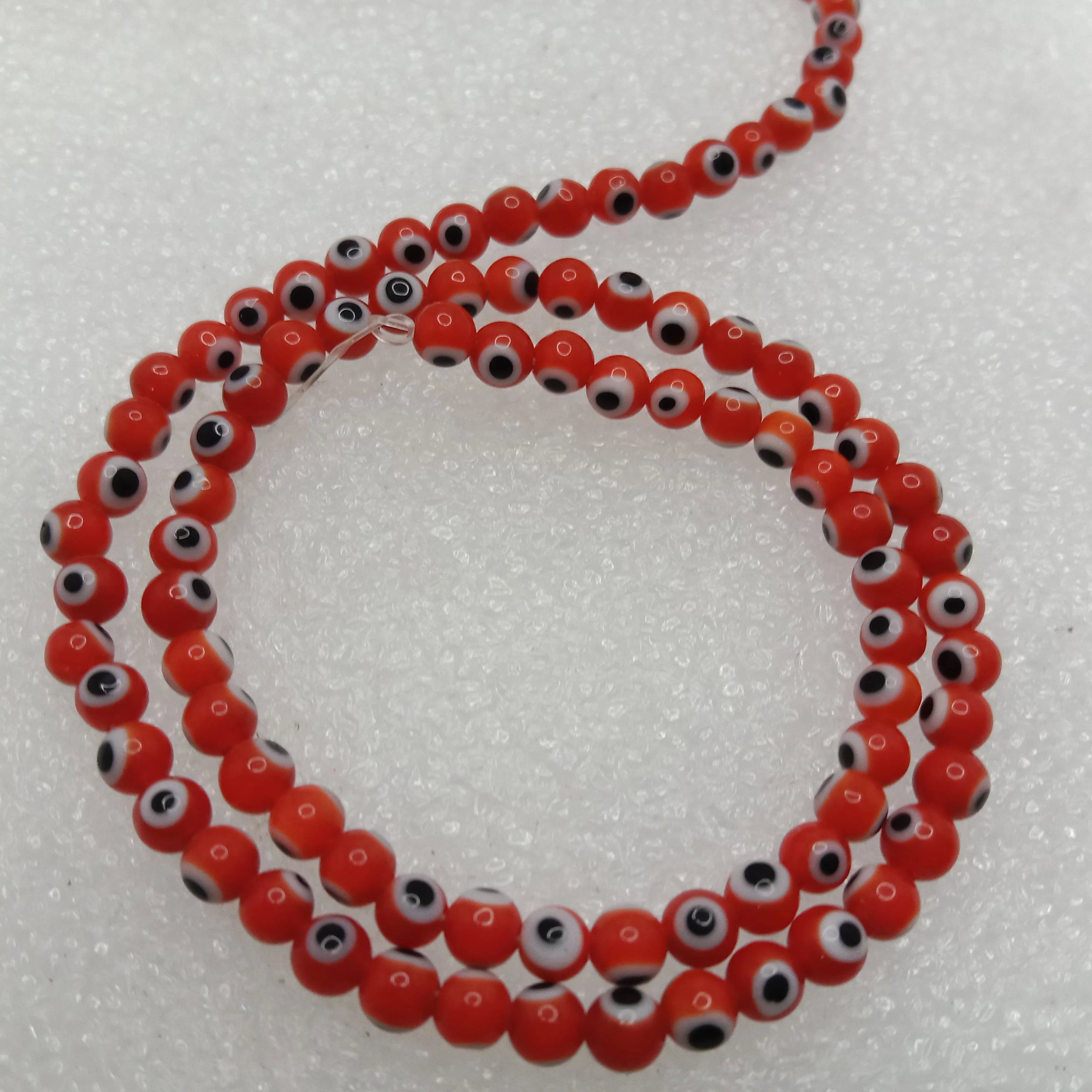 Red Evil eye round shape beads 4mm 1 string