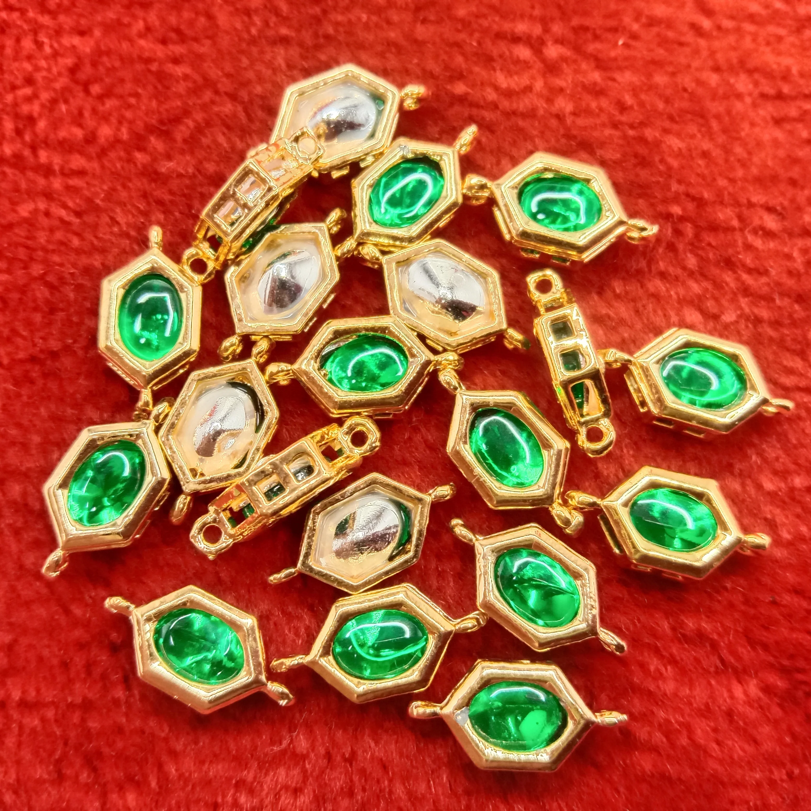Dark green(20pcs) high qualitykundan connectors (1cm)