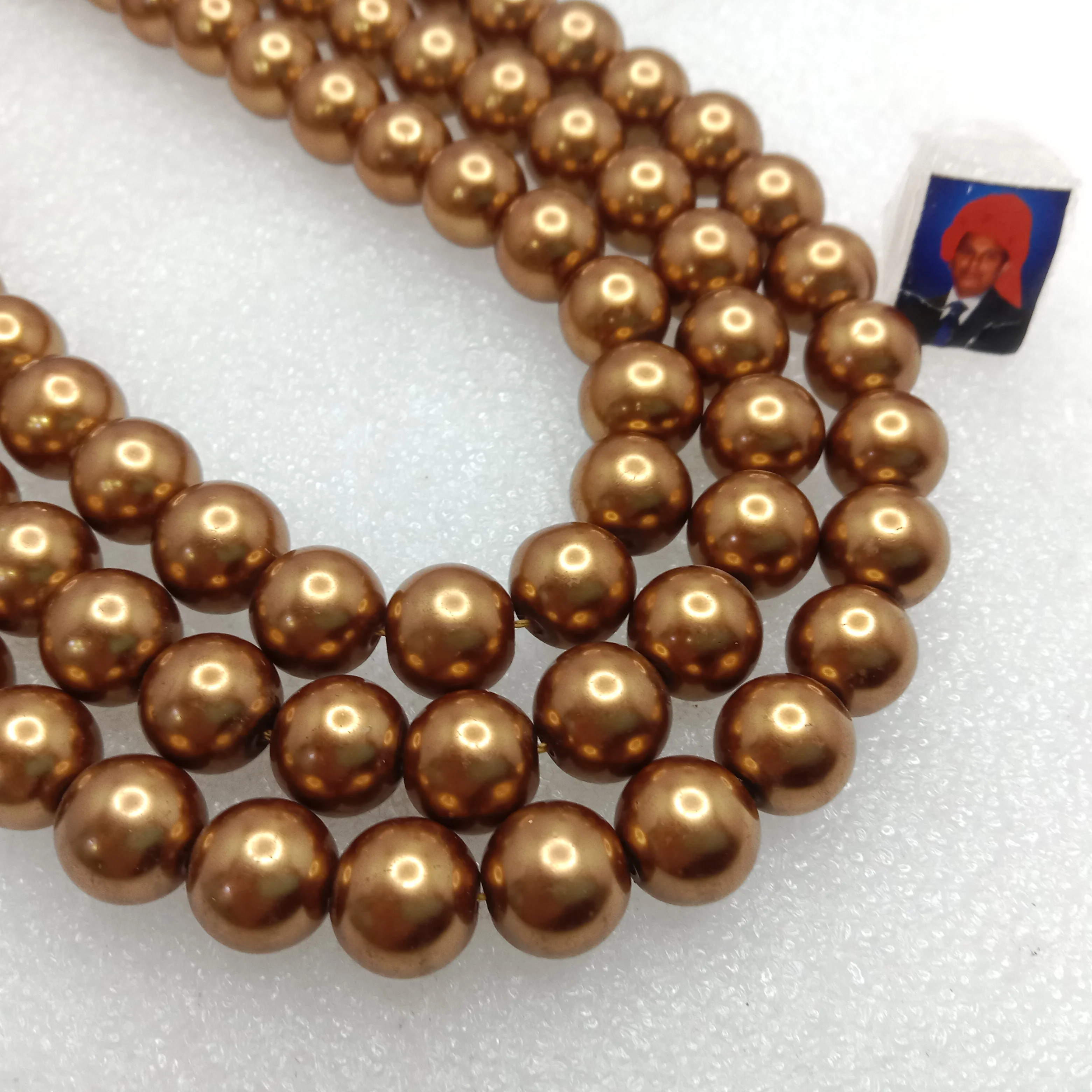 High quality copper metallic pearls 12 mm 1 string