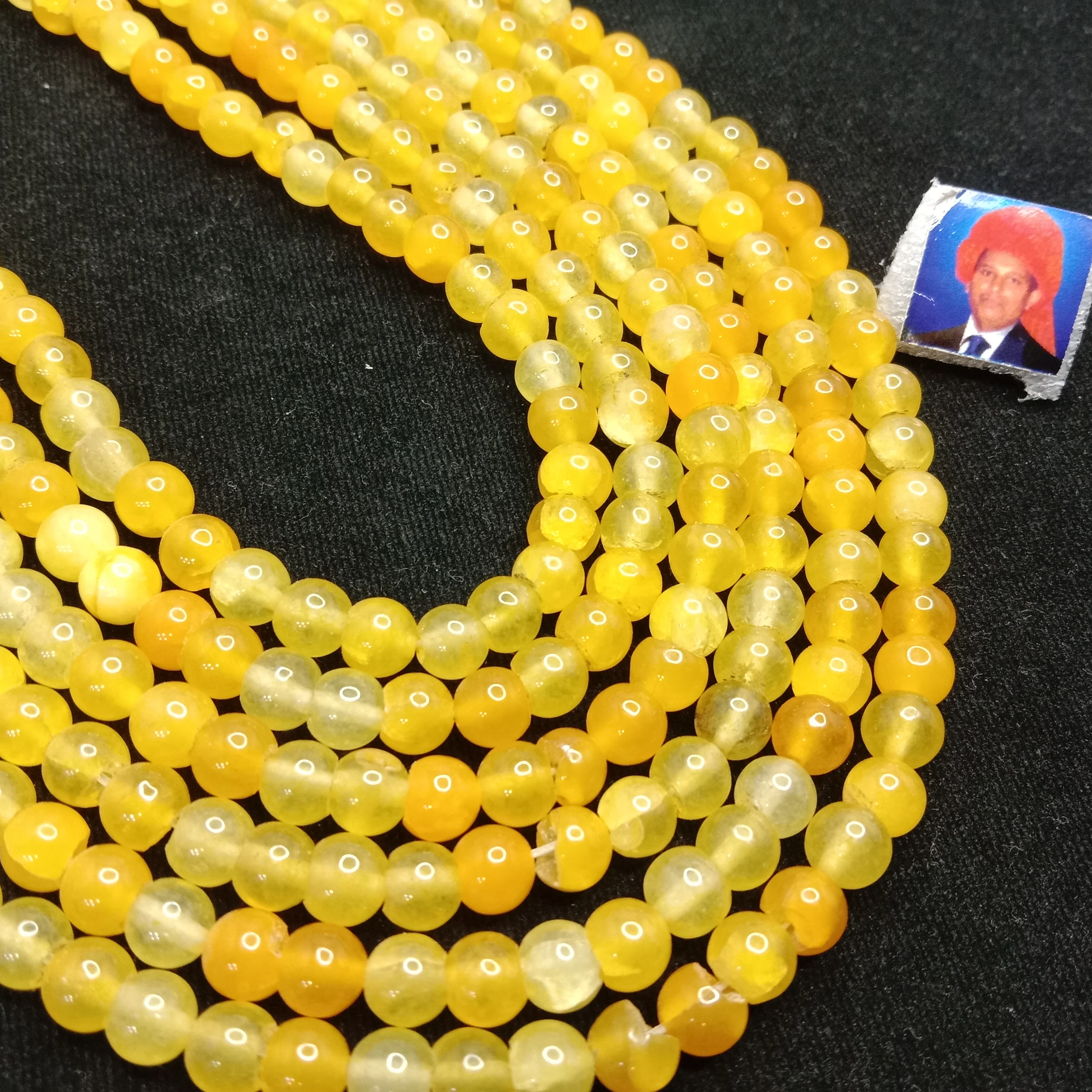 Shaded yellow  6mm plan agate beads 1 string