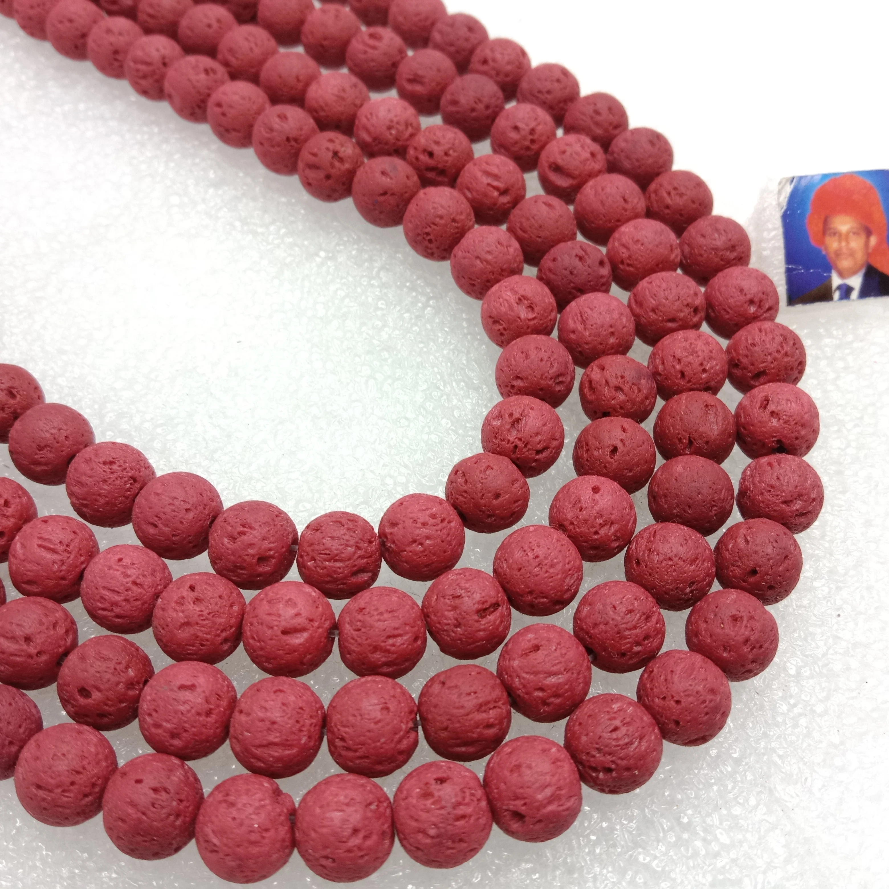 Red rock round shape lava beads 8 mm 1 string