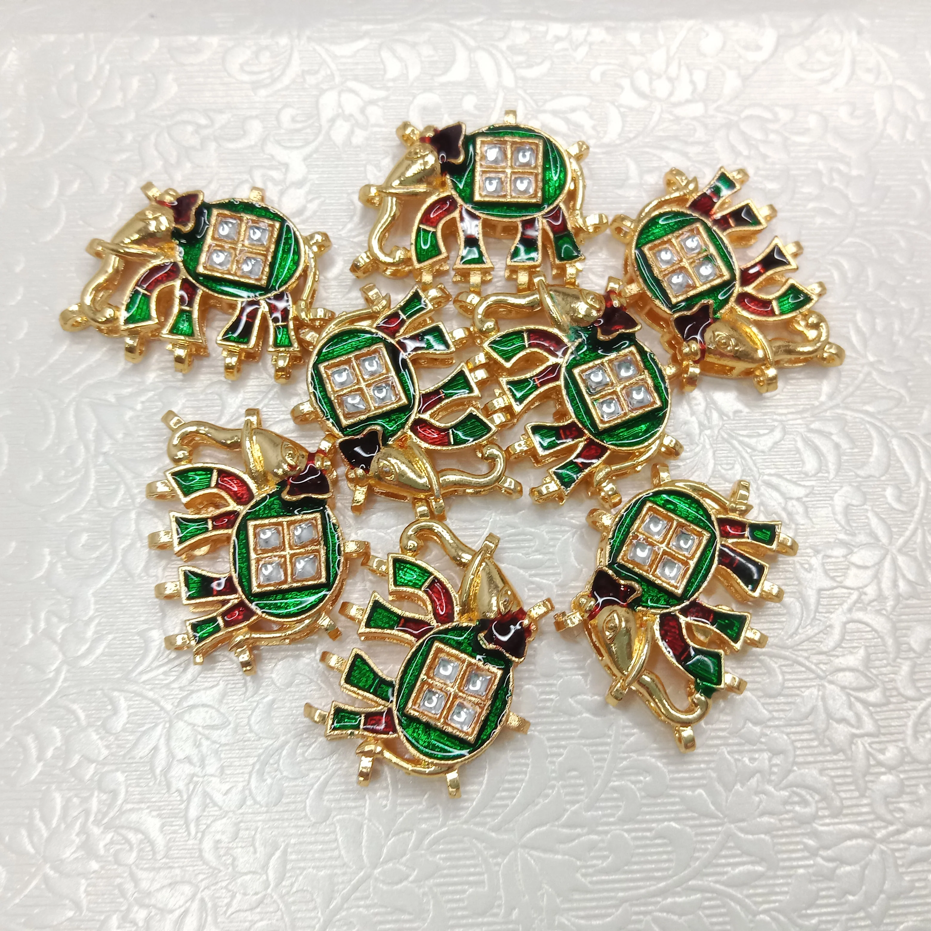 Meenakari Elephant design kundan connectors 20pcs