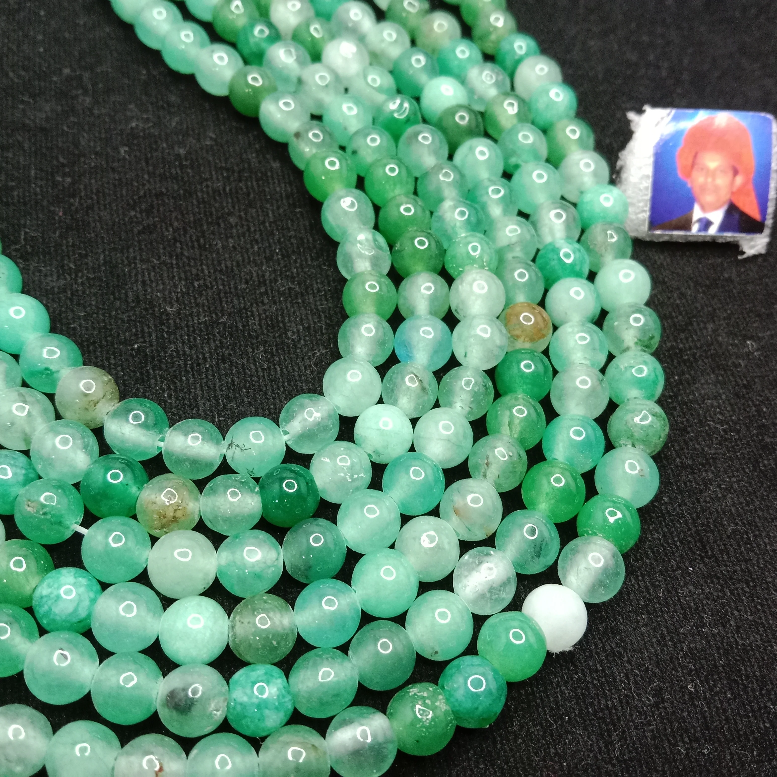 Light shaded green  6mm plan agate beads 1 string