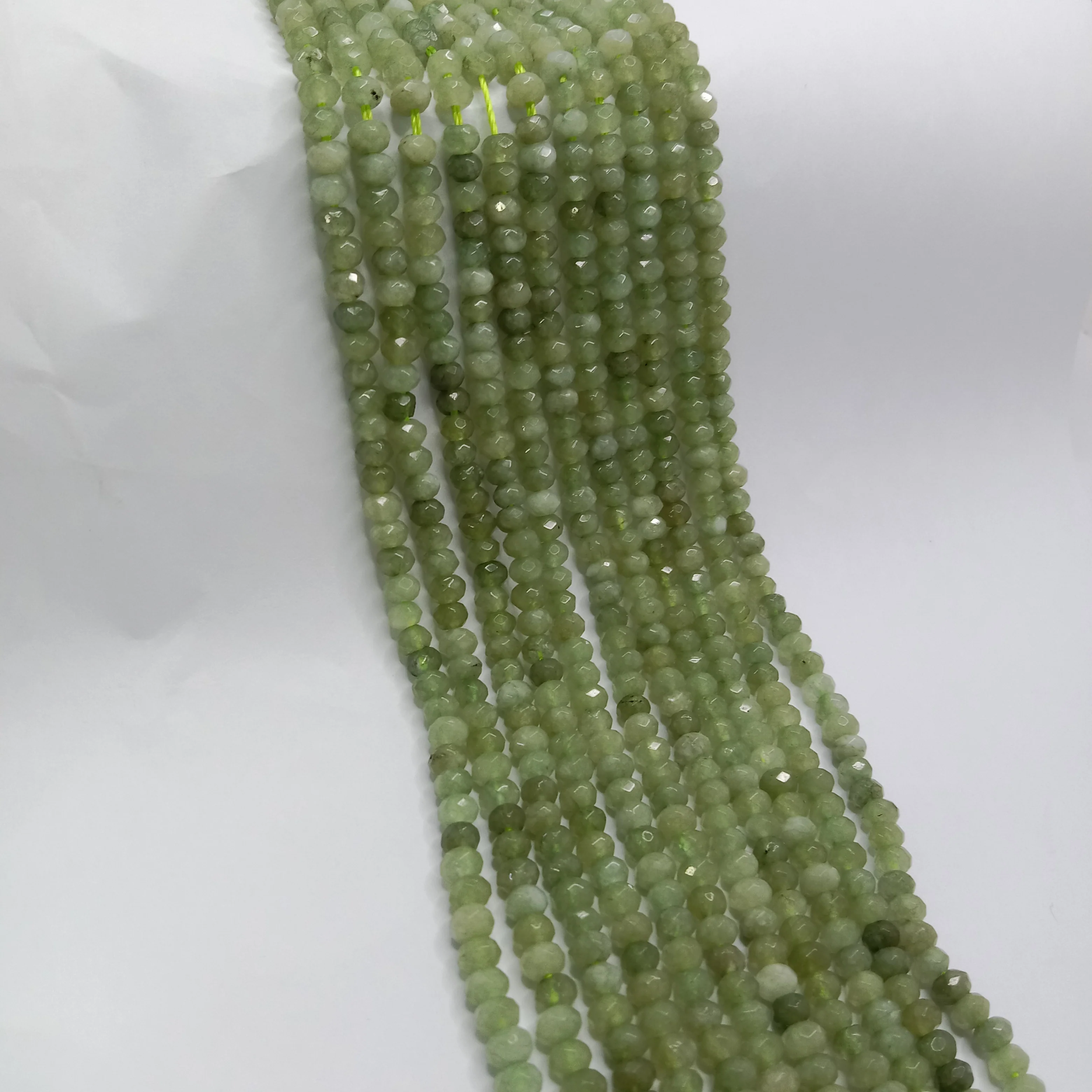 Shaded Green High Quality agateRondell Beads  4mm 1 string