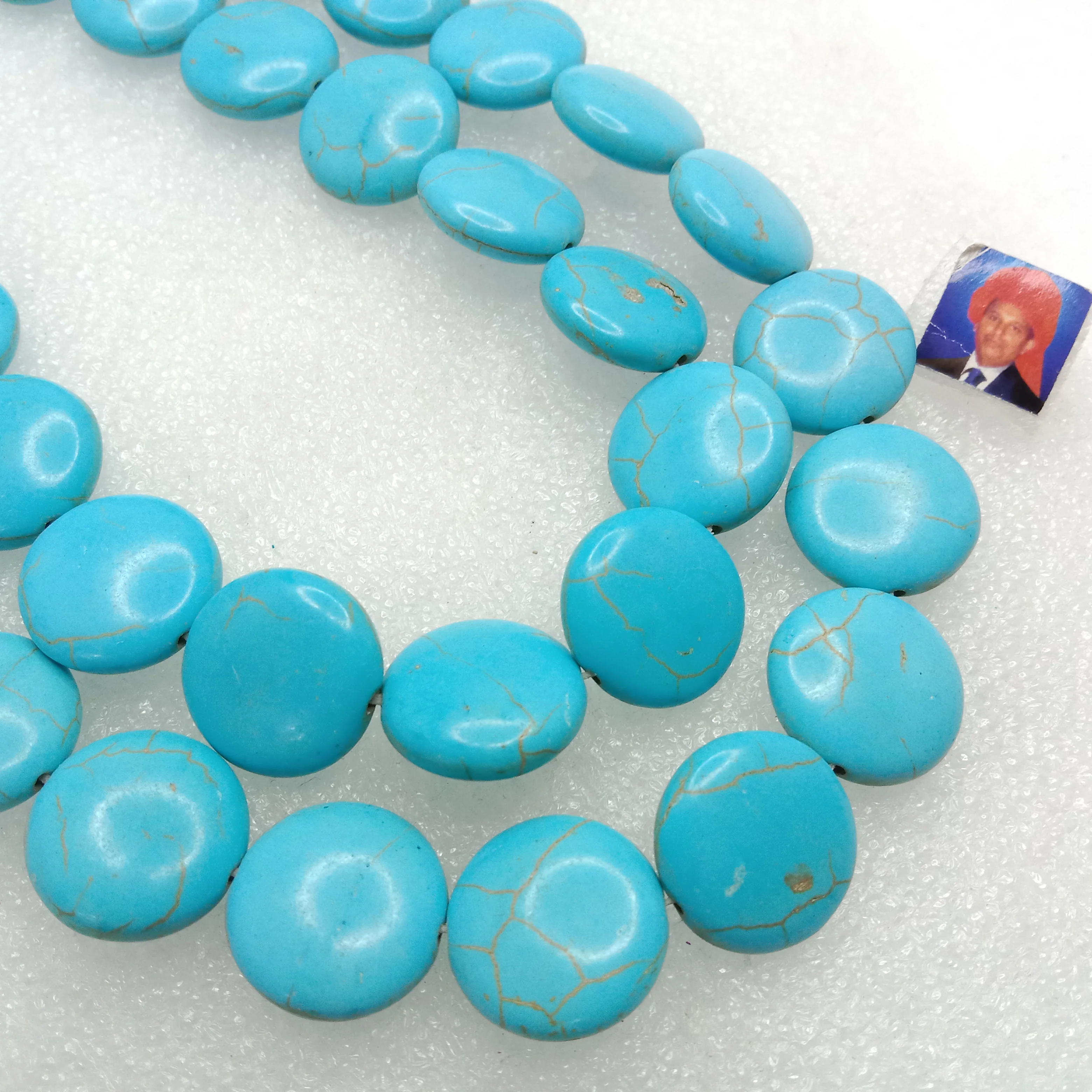 Circle shape turquoise beads 1 string