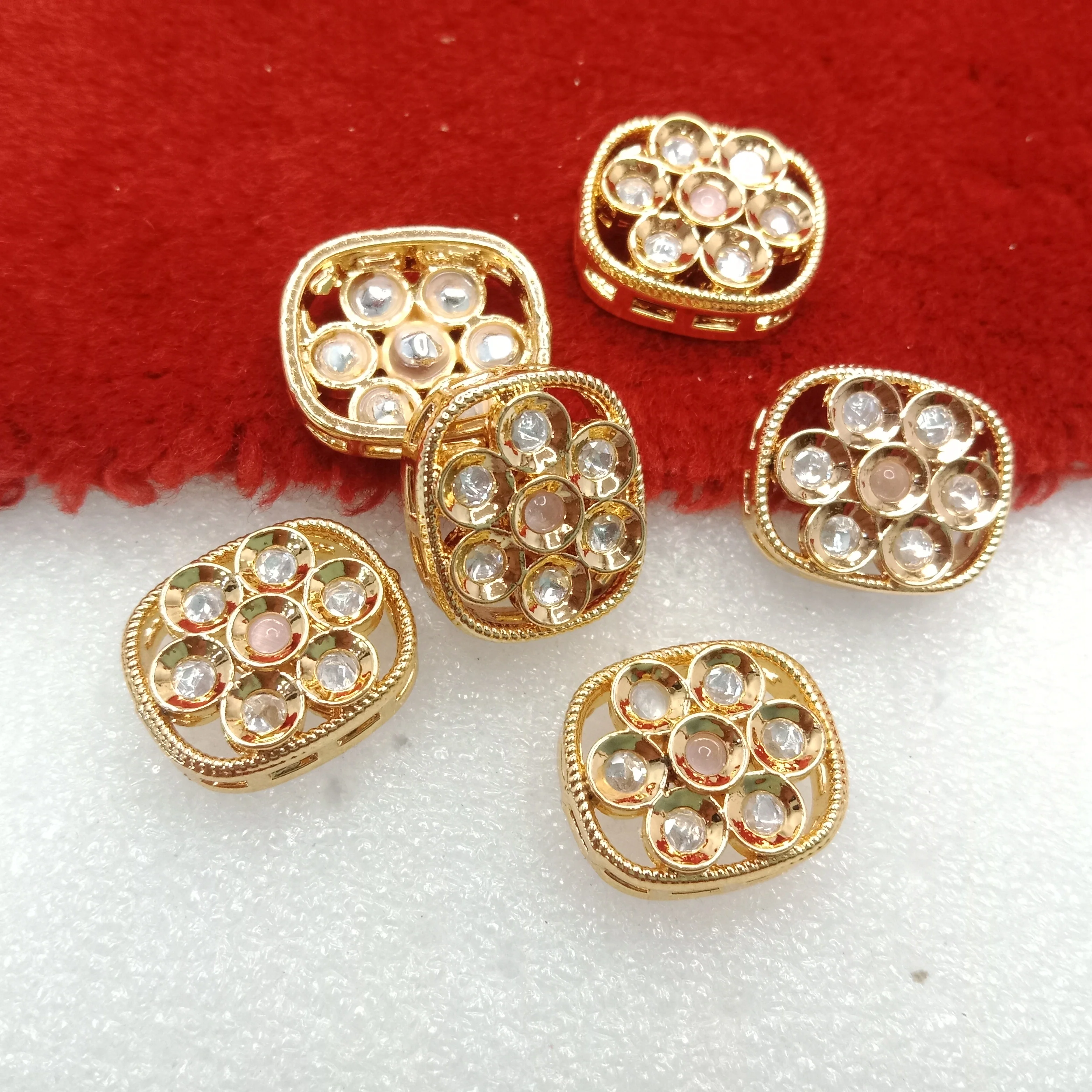 Light pink (6pcs) high quality kundan connectors 18mm(2cm)