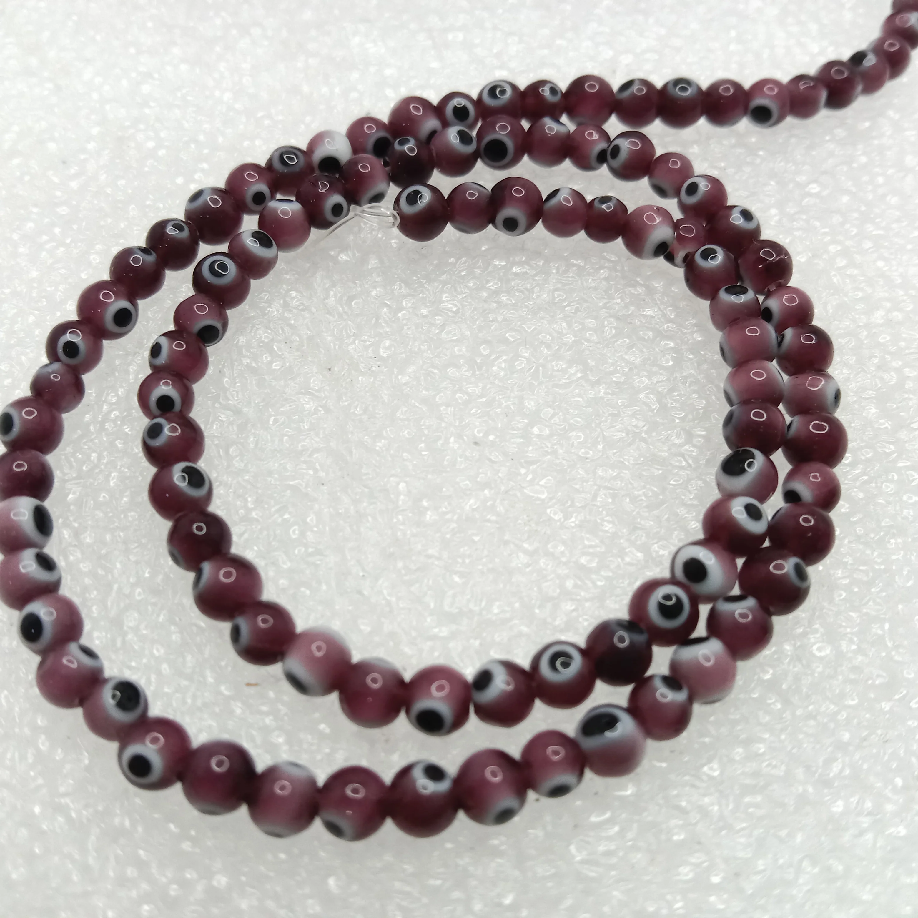 Dark red Evil eye round shape beads 4mm 1 string