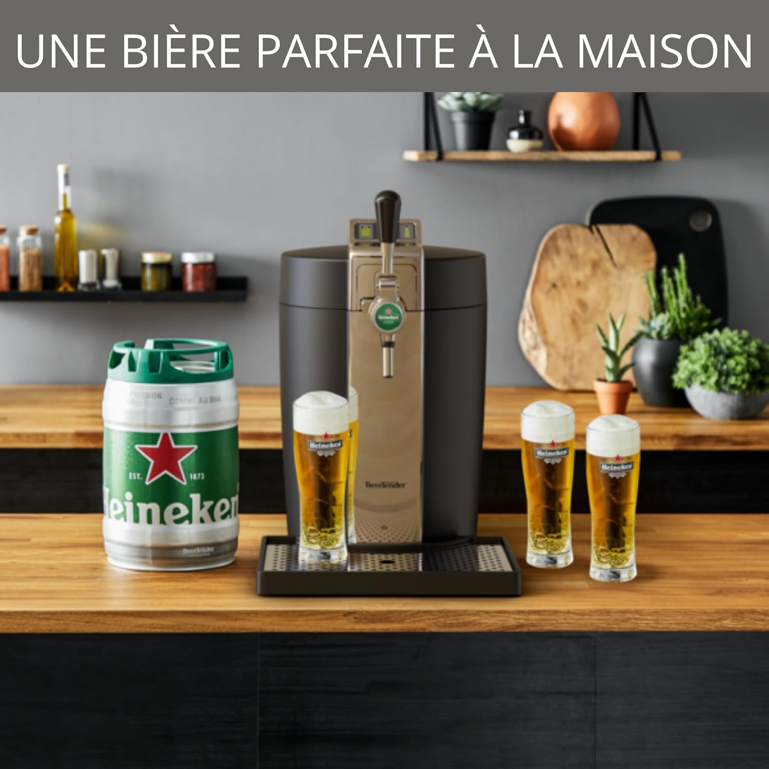 BEERTENDER Machine à bière pression, Compatible avec les fûts de 5 L, Tireuse à bière, Pompe à bière, Indicateur température, Indicateur volume restant VB700800