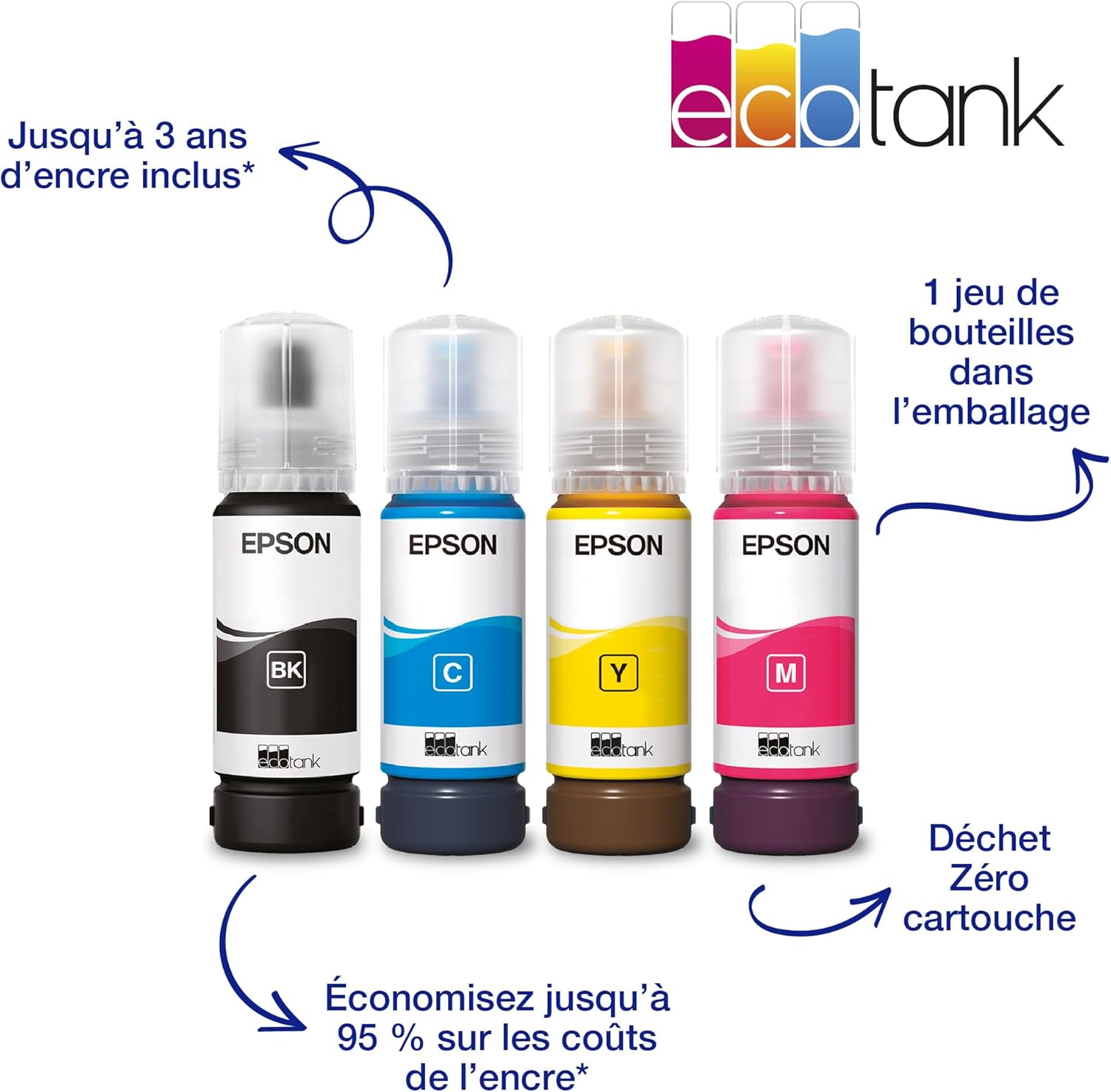 Imprimante multifonction A4 Wi-Fi ET-4800 équipée de réservoirs d’encre, avec jusqu’à 3 ans d’encre inclus