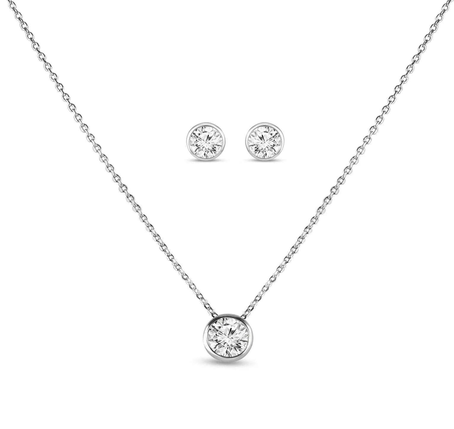 Aspen Simulated Diamond Pendant Set