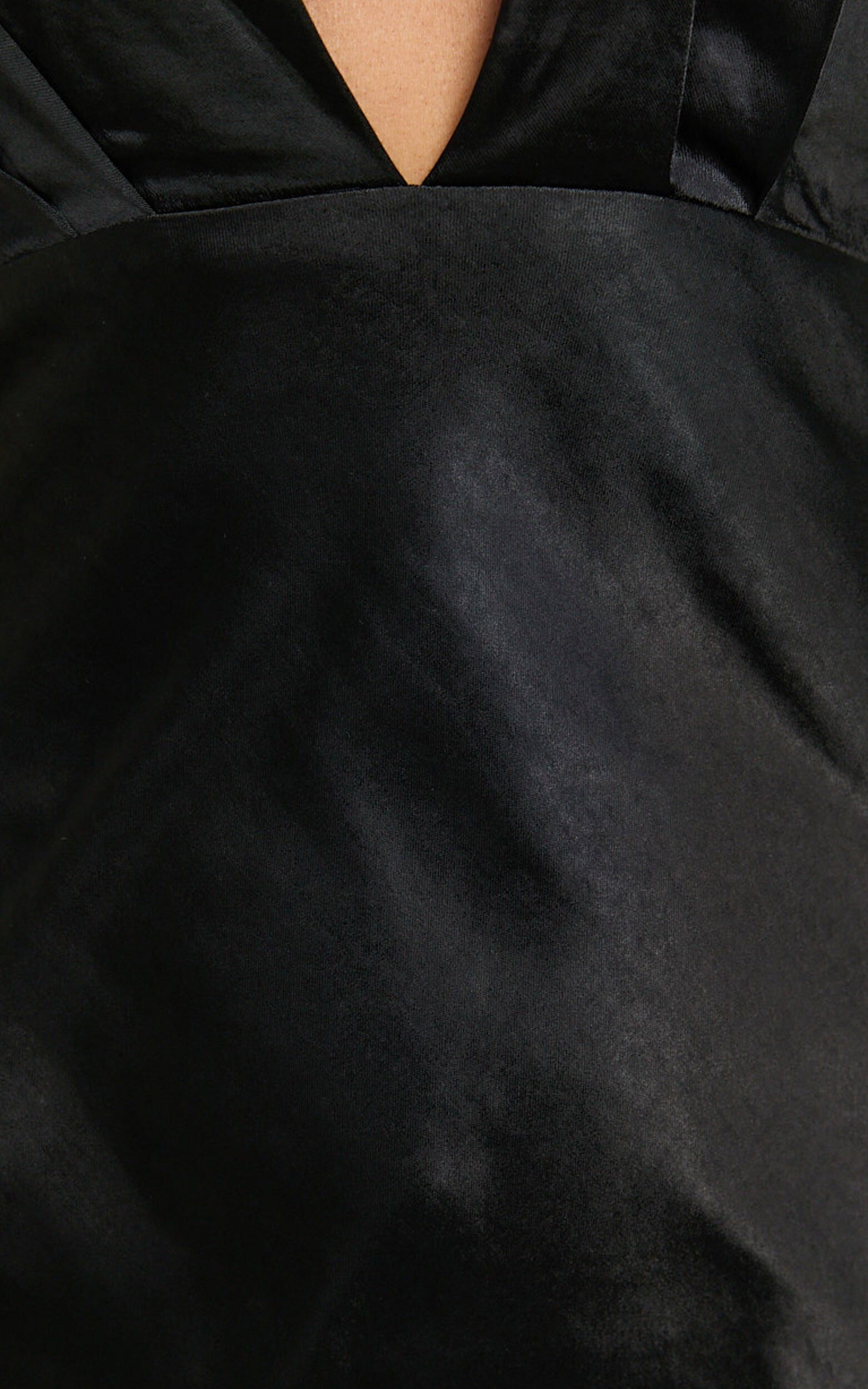 Isabella Mini Dress - Plunge Neck Back Tie Dress in Black