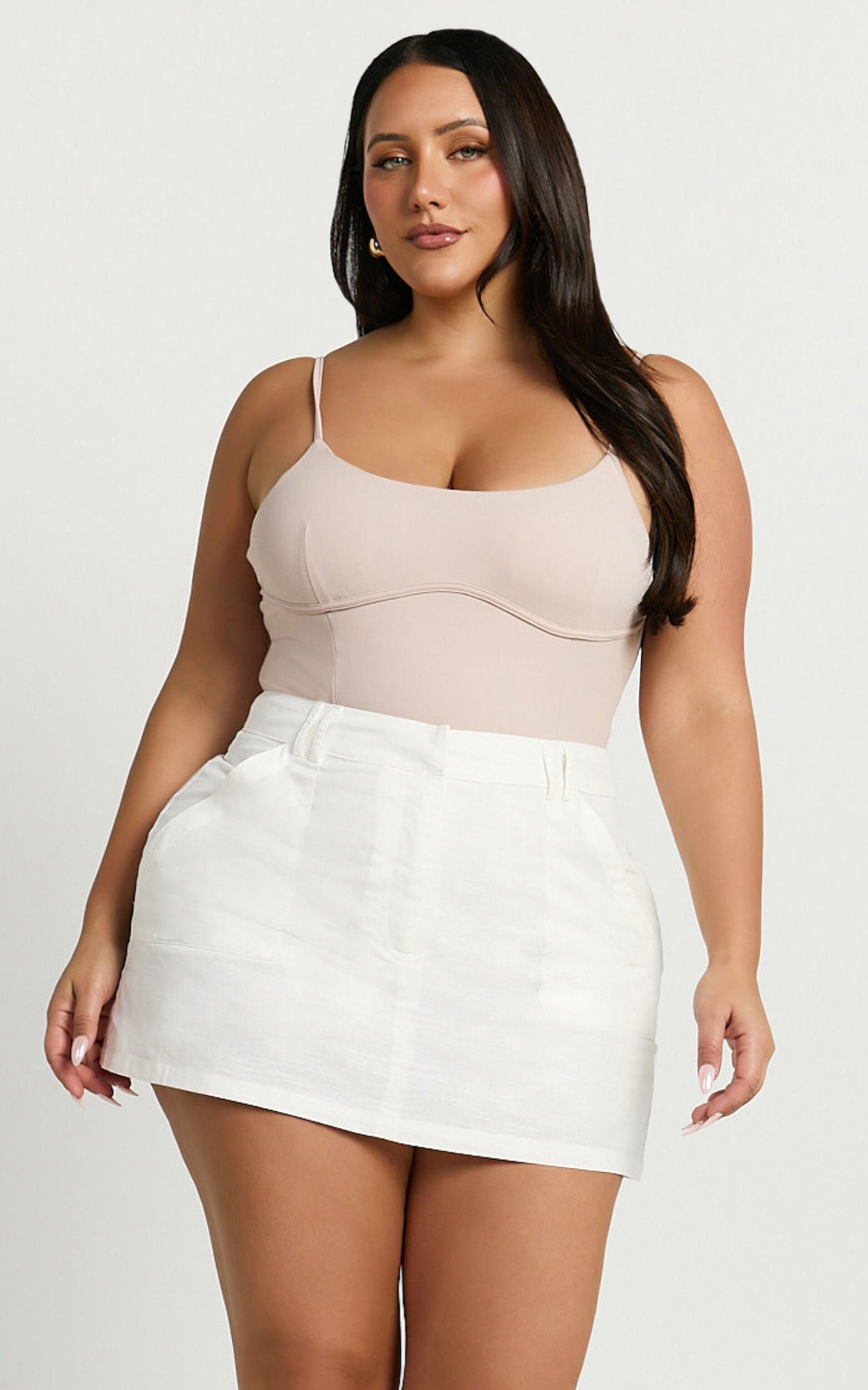 Dream Linen Skort - High Waisted A Line Skort in Off White