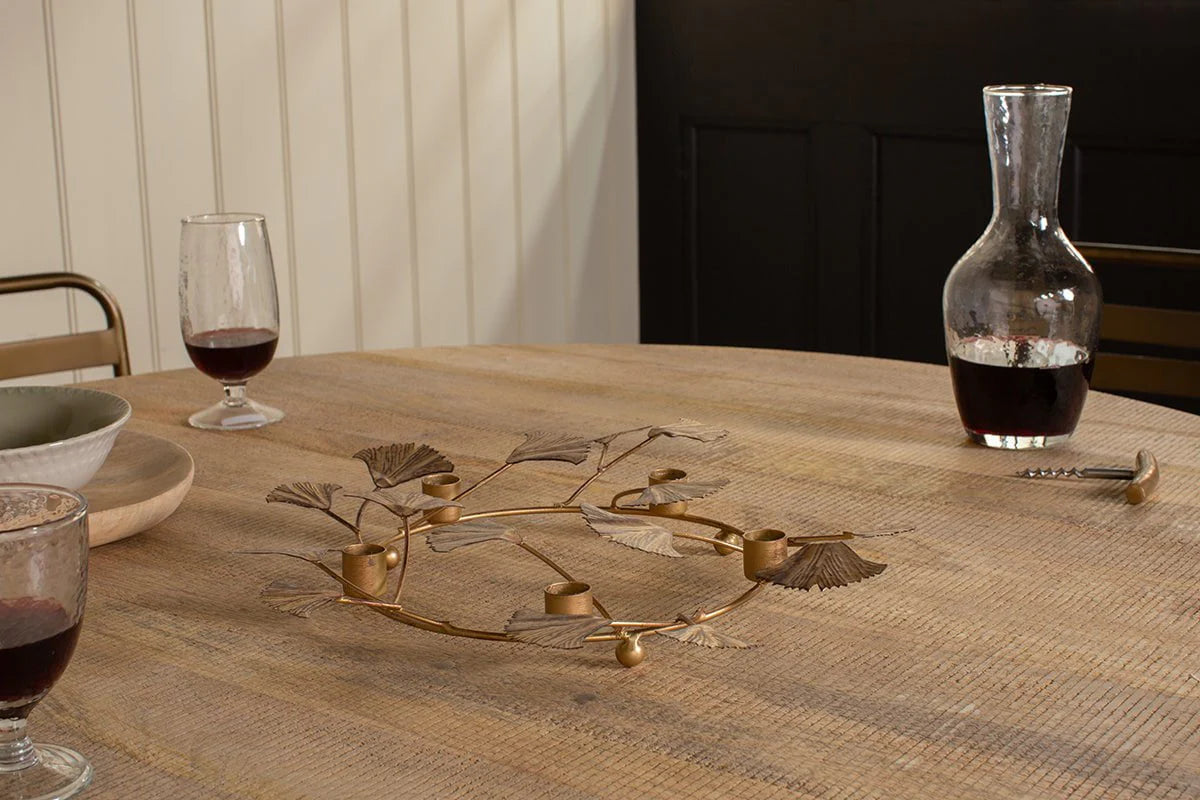 Khamila Leaf Iron Candle Holder