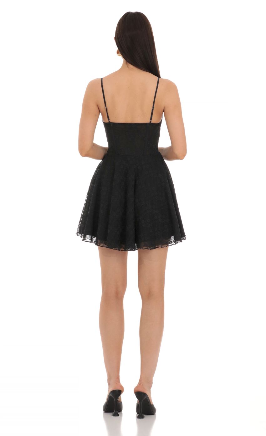 Lace Corset A-line Dress in Black