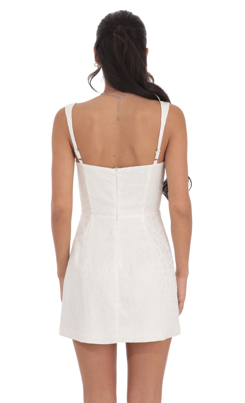 Jacquard Corset A-Line Dress in White