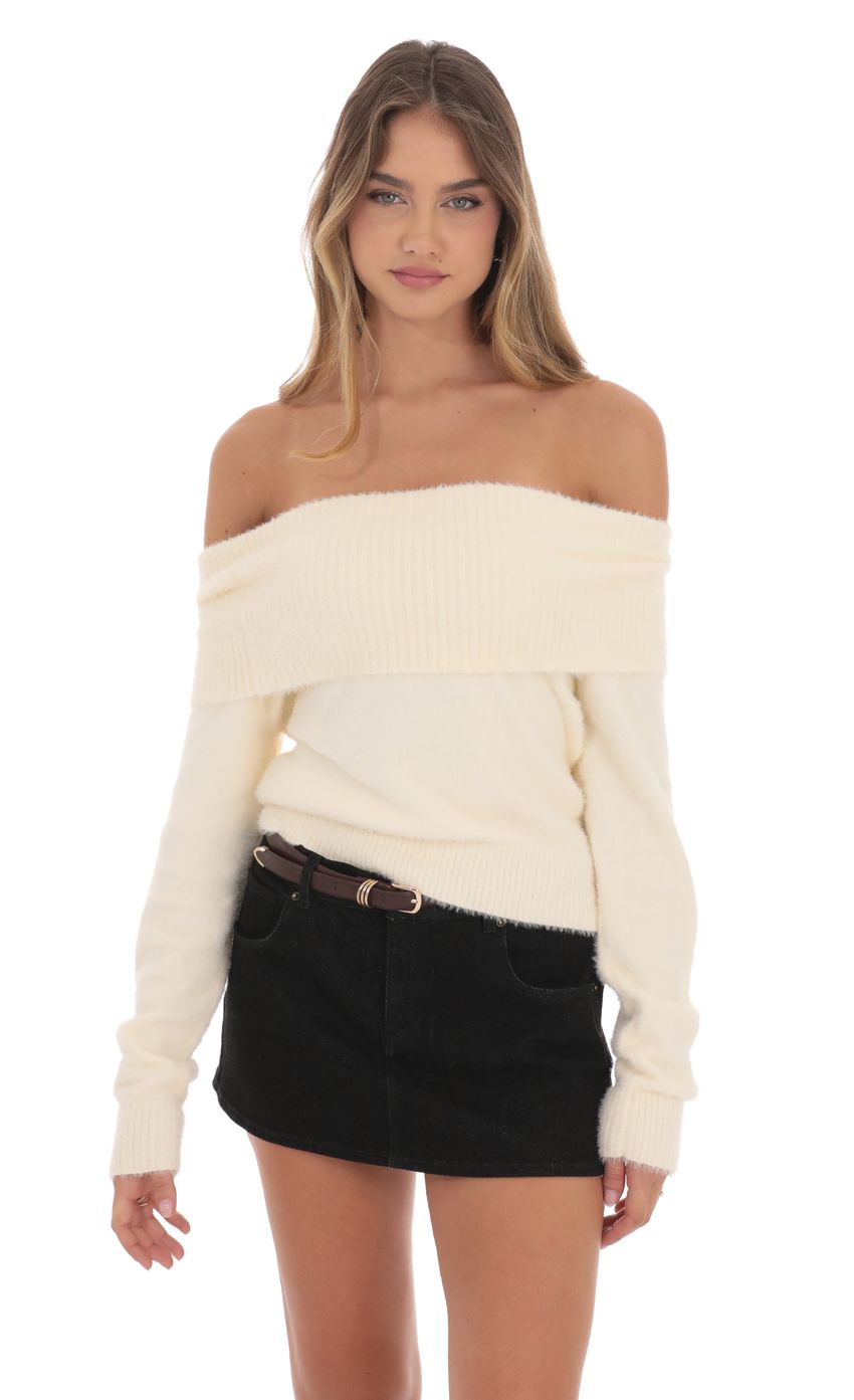 Fizzy Off Shoulder Jumper in Cream