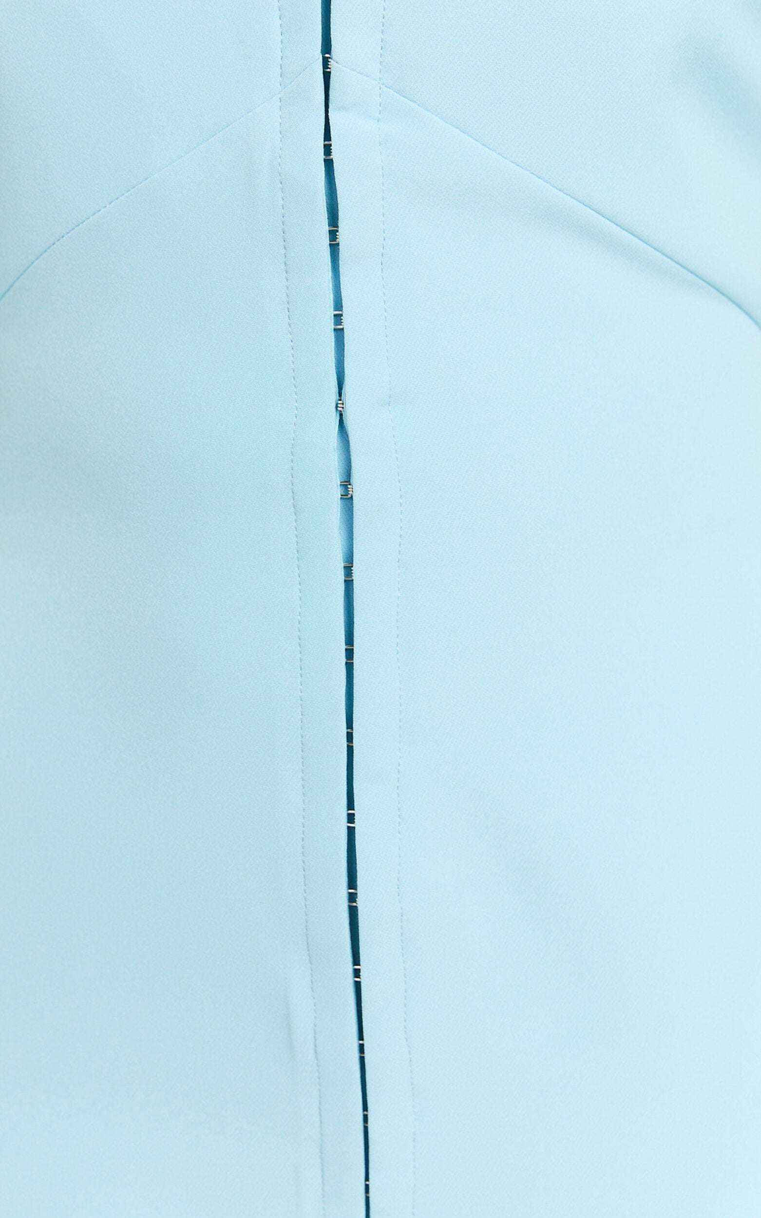 Emkate Midi Dress - Straight Neck Halter Neck Fitted Hook And Eye Front Dress in Blue