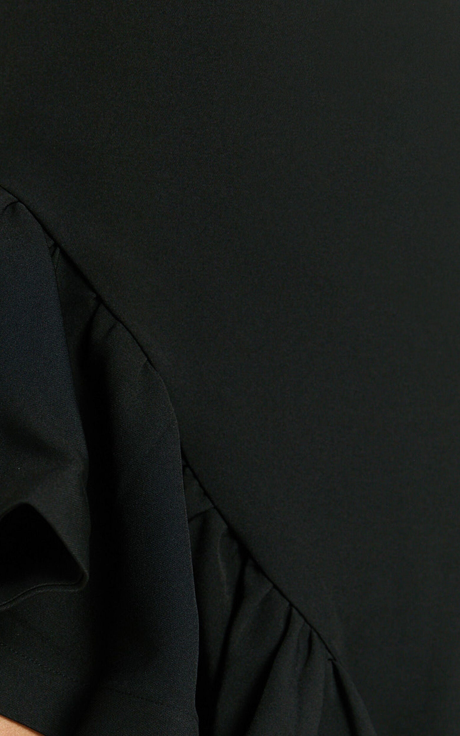 Maura Maxi Dress - Scoop Neckline Ruffle High Low Dress in Black