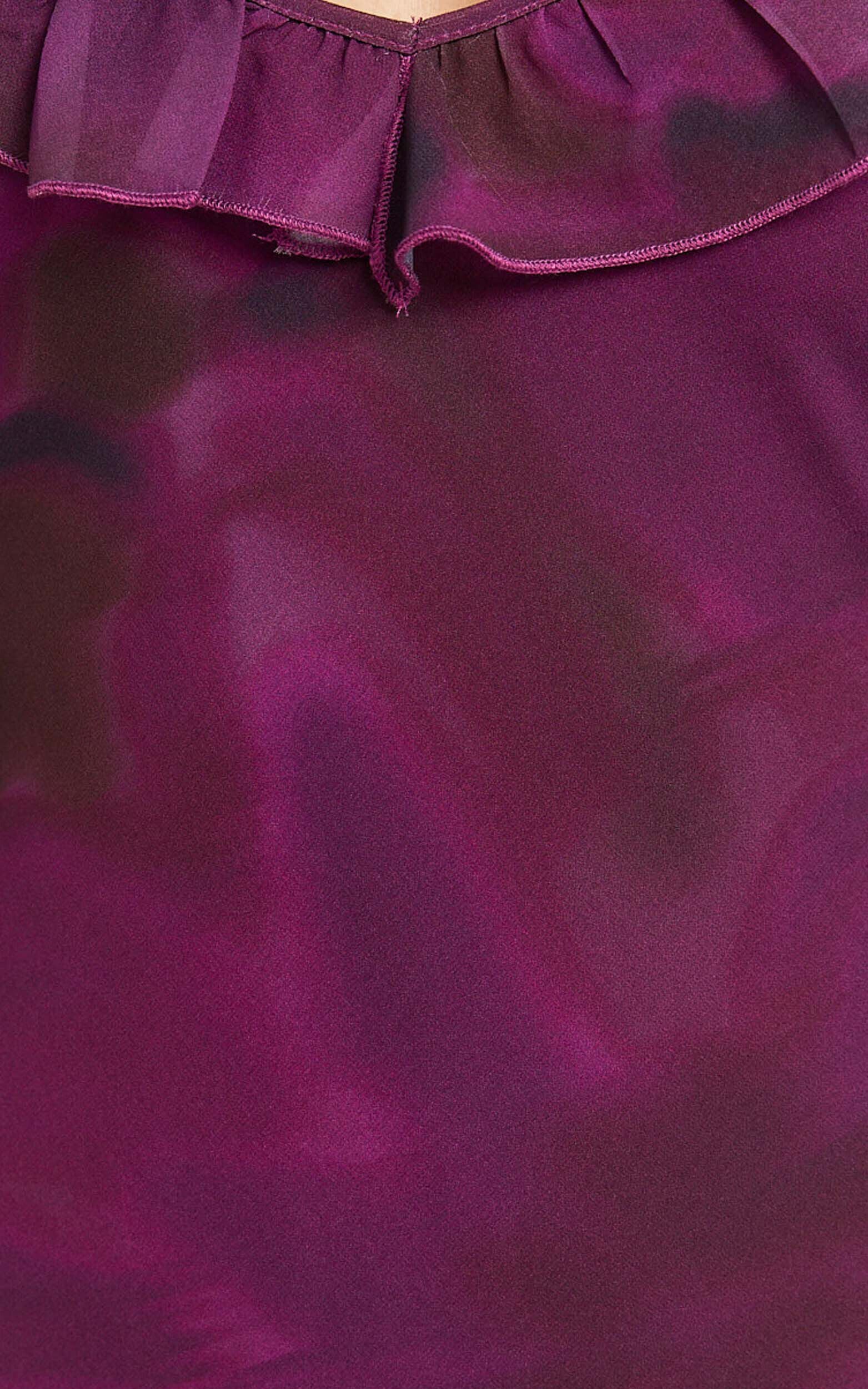 Riley Maxi Dress - Asymmetric Ruffle Detail Maxi Dress in Royal Adeana