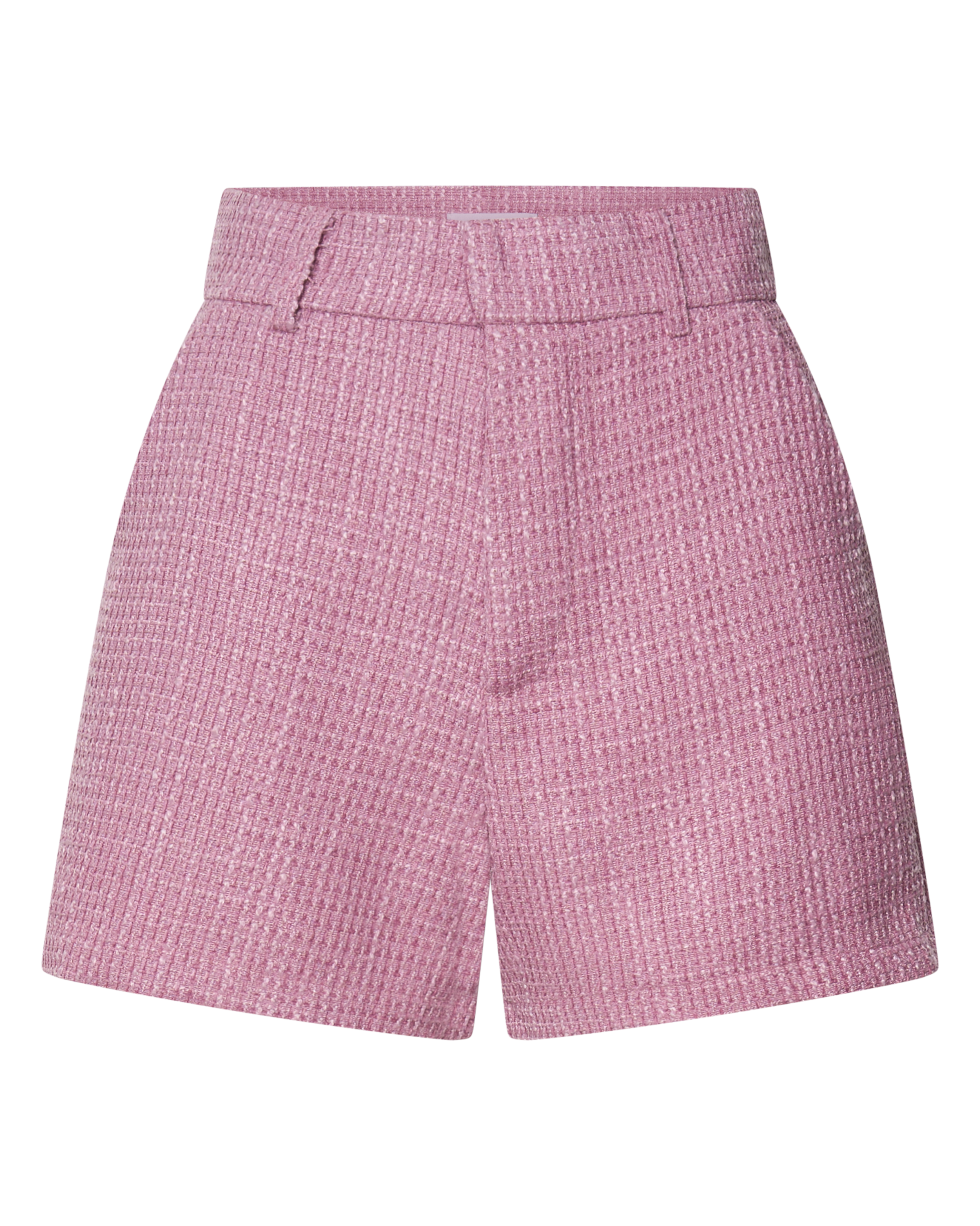 Carrie Shorts - High Waisted Tailored Tweed Shorts in Pink