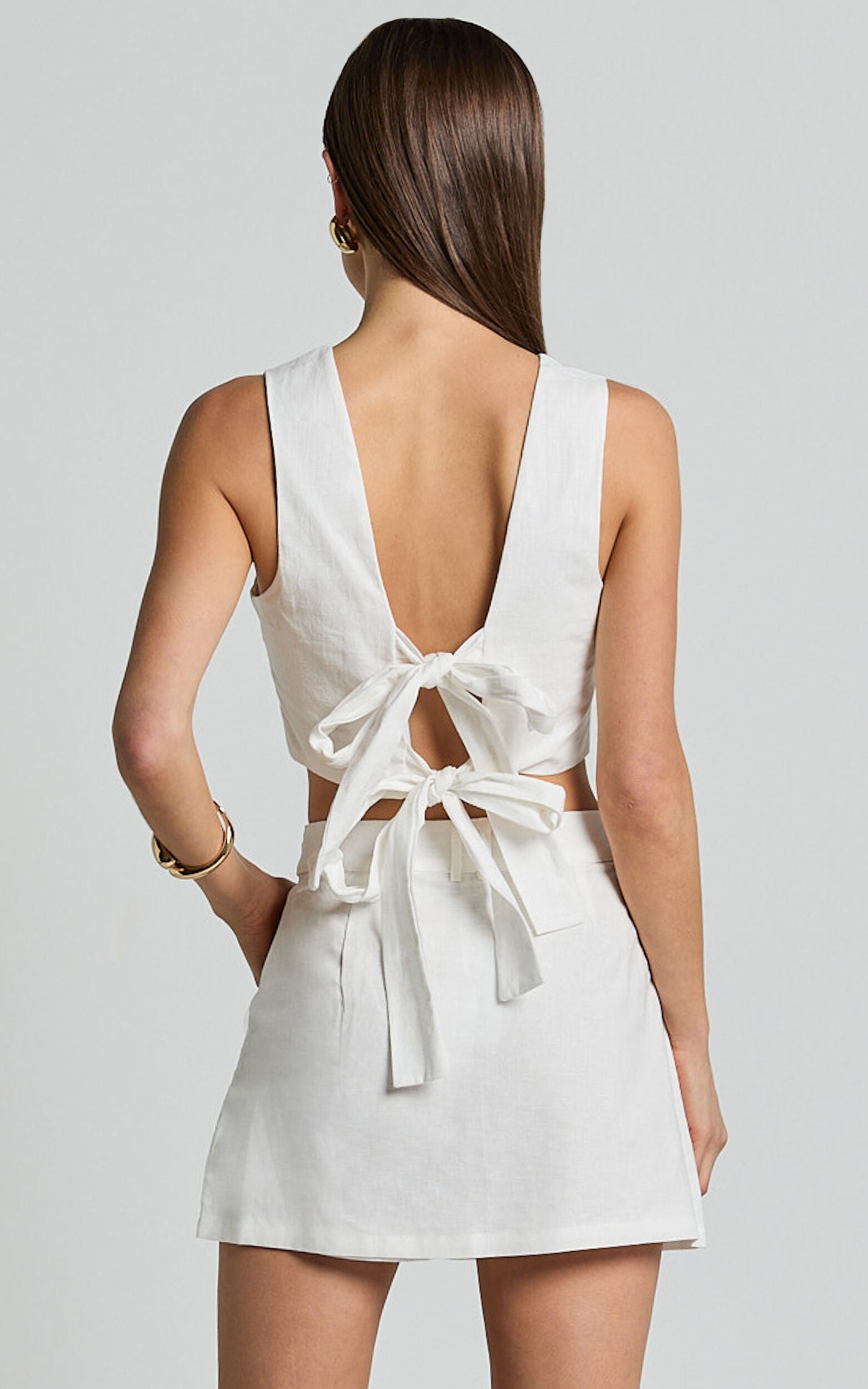 Dream Linen Skort - High Waisted A Line Skort in Off White