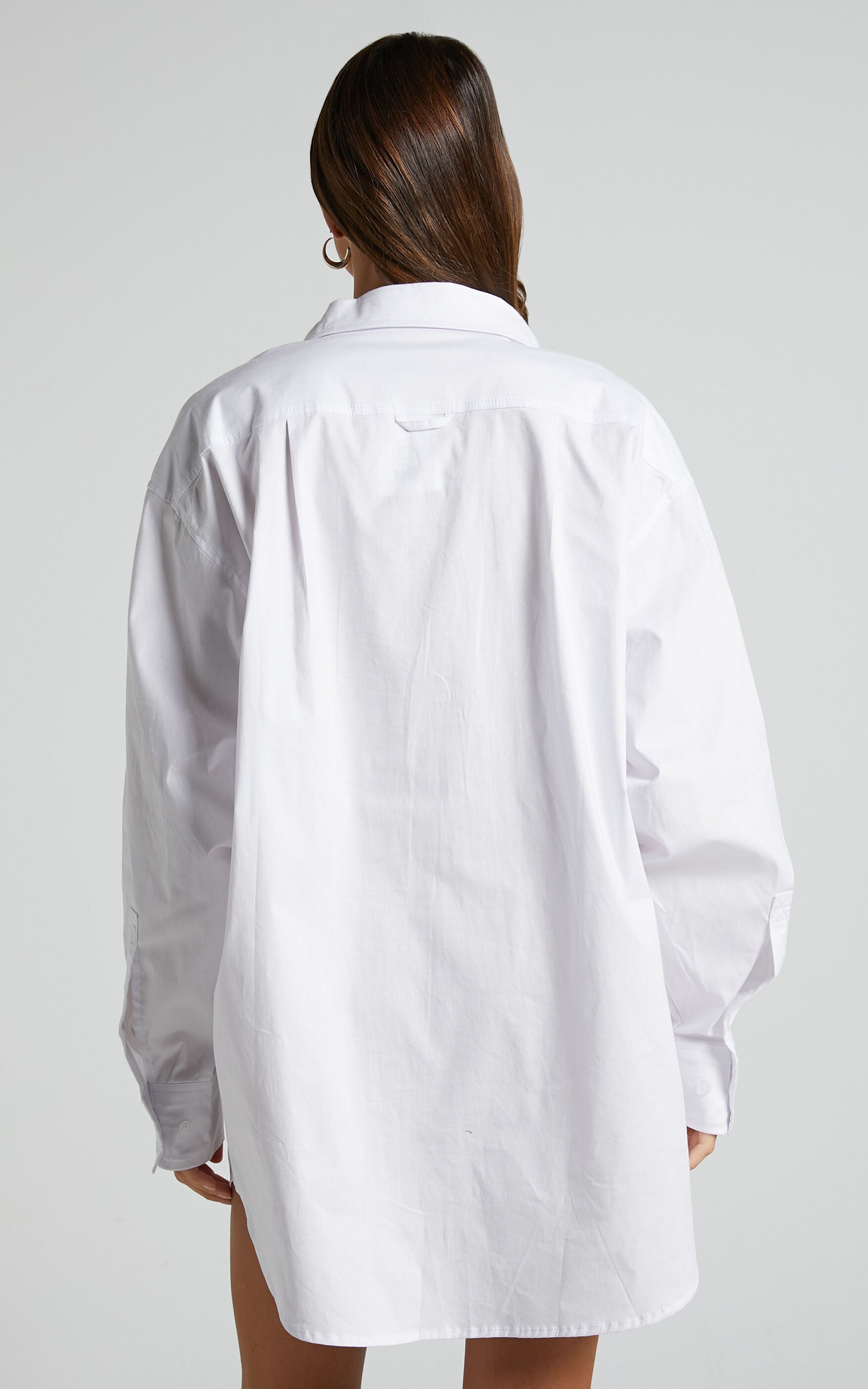 Janaya Mini Dress - Long Sleeve Shirt Dress in White