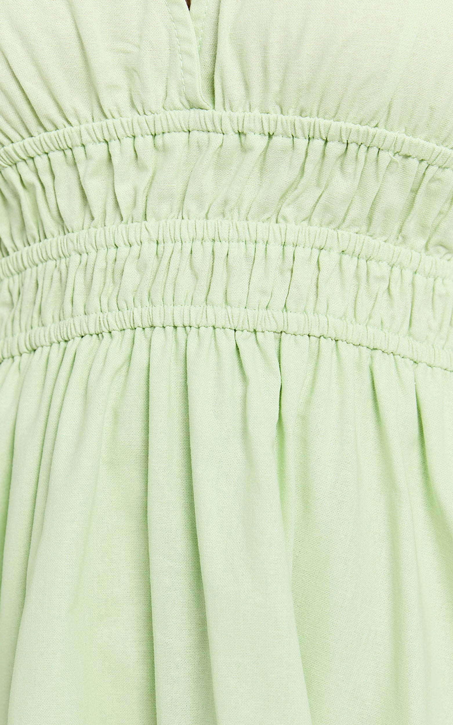 Francesca V Neck Puff Sleeves Mini Dress in Green