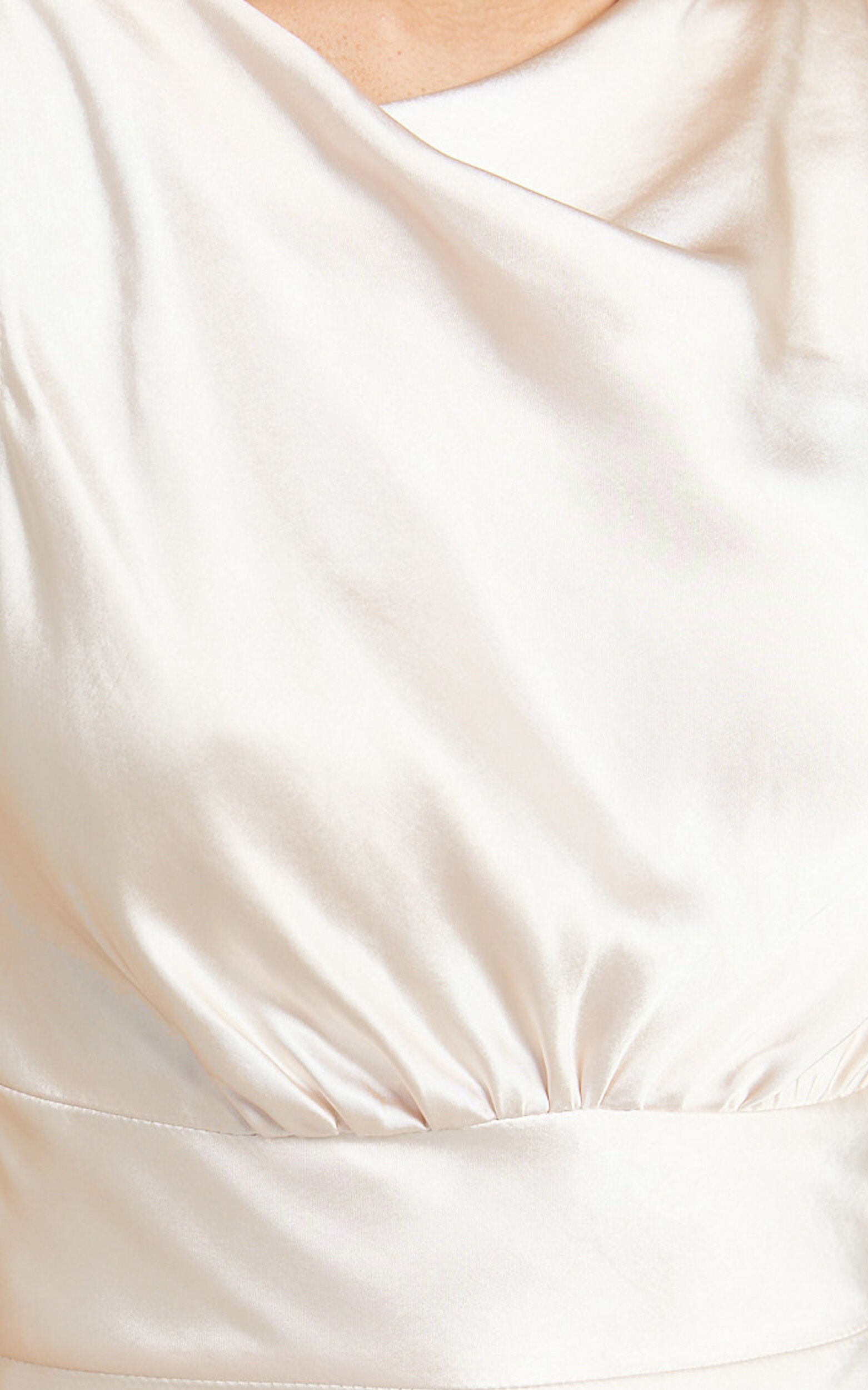 Fheliz Midi Dress - Satin Open Back Dress in Oyster