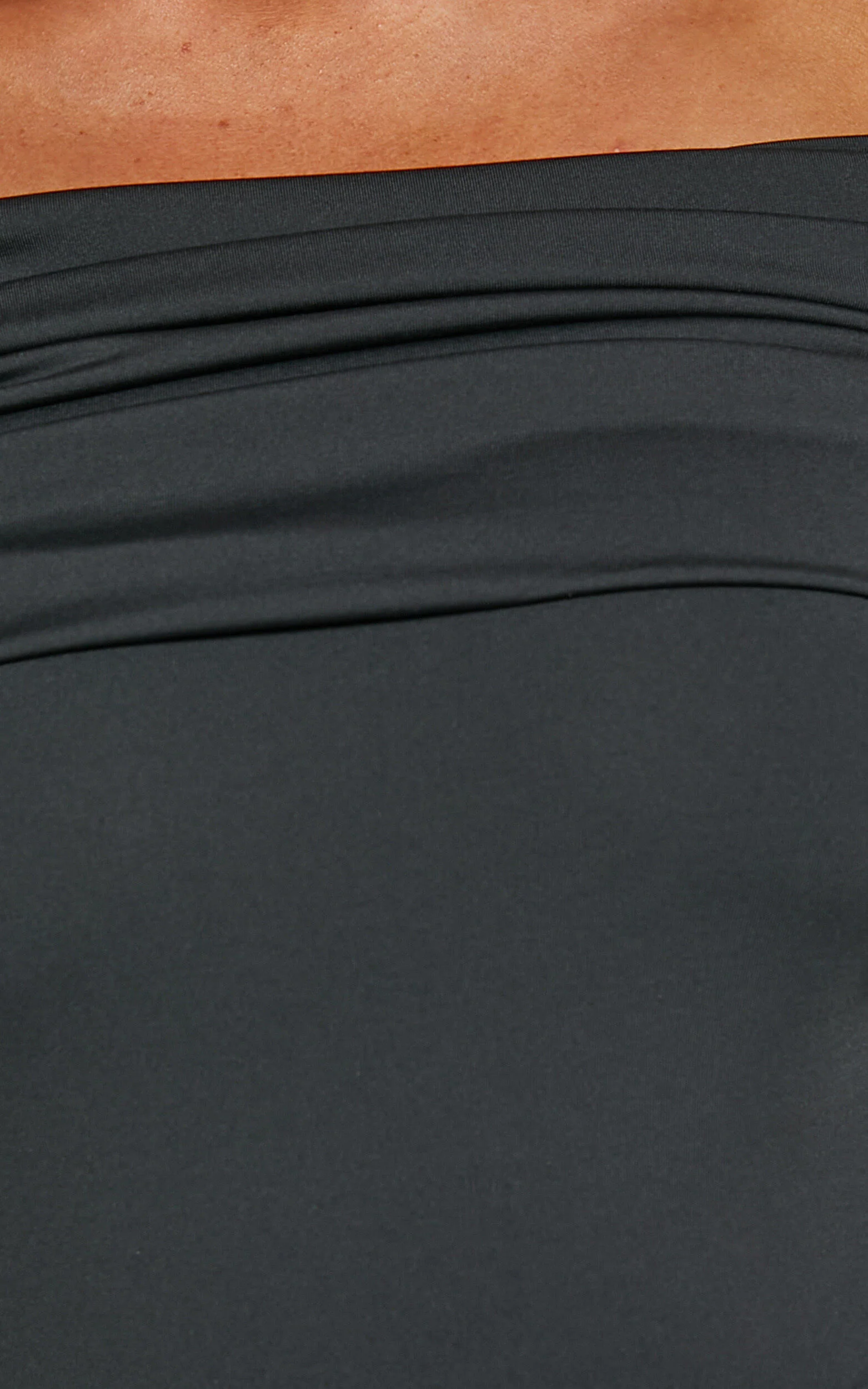 Ermalen Bodysuit - Folded Off Shoulder Long Sleeve Bodysuit in Black