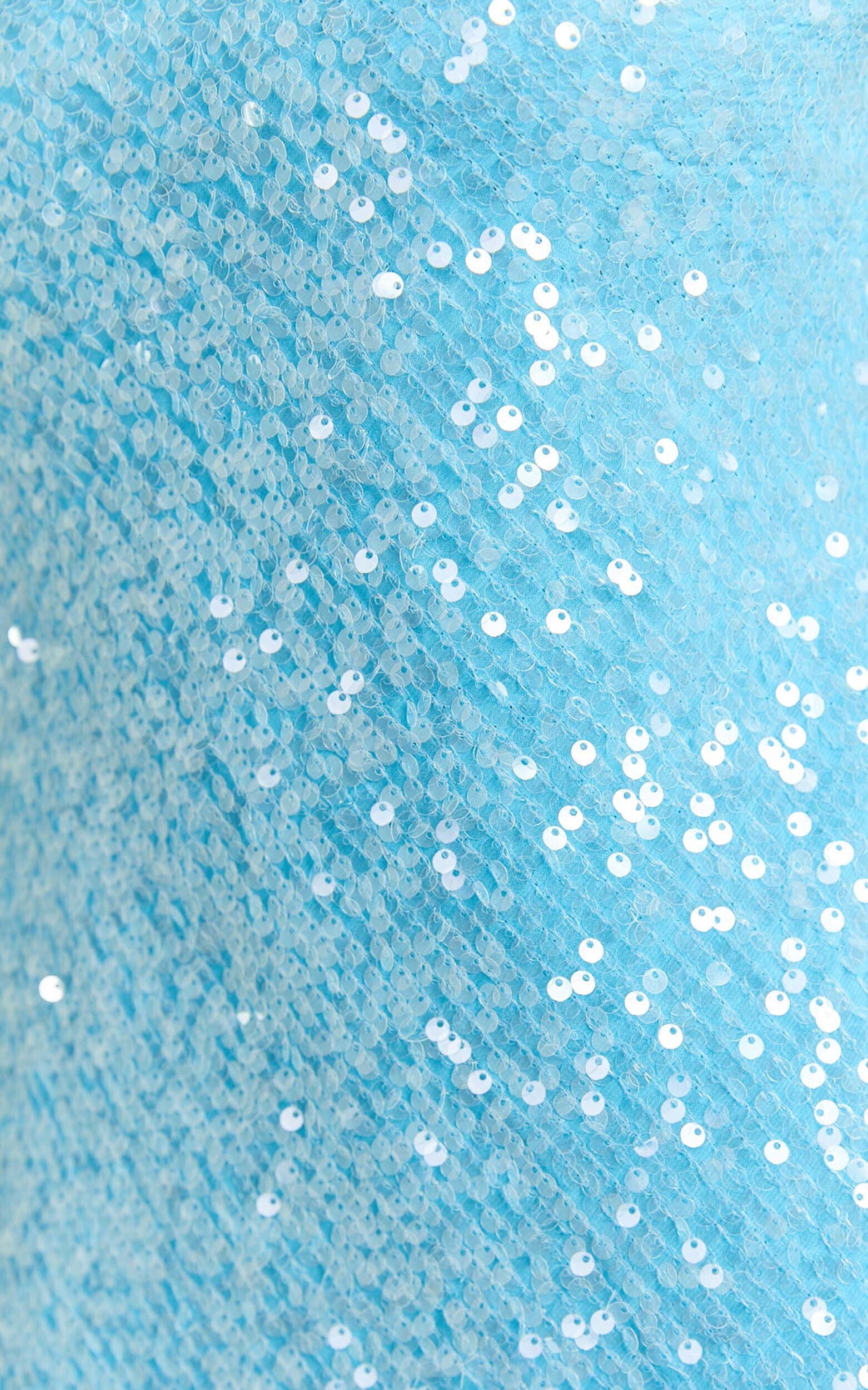 Bertina Mini Dress - Sequin Scoop Neck Low Back Dress in Blue