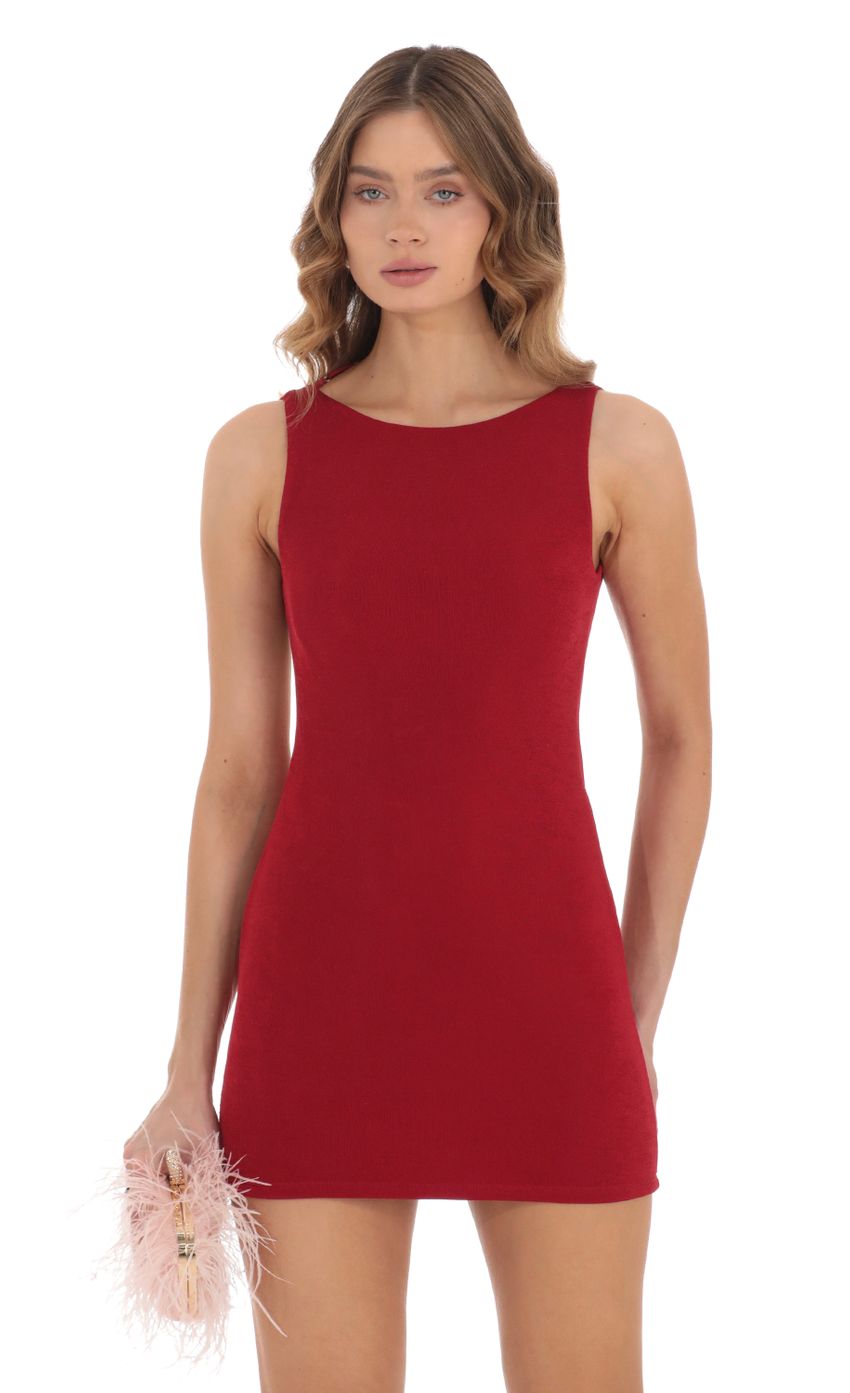 High Neck Open Back Dress in Red