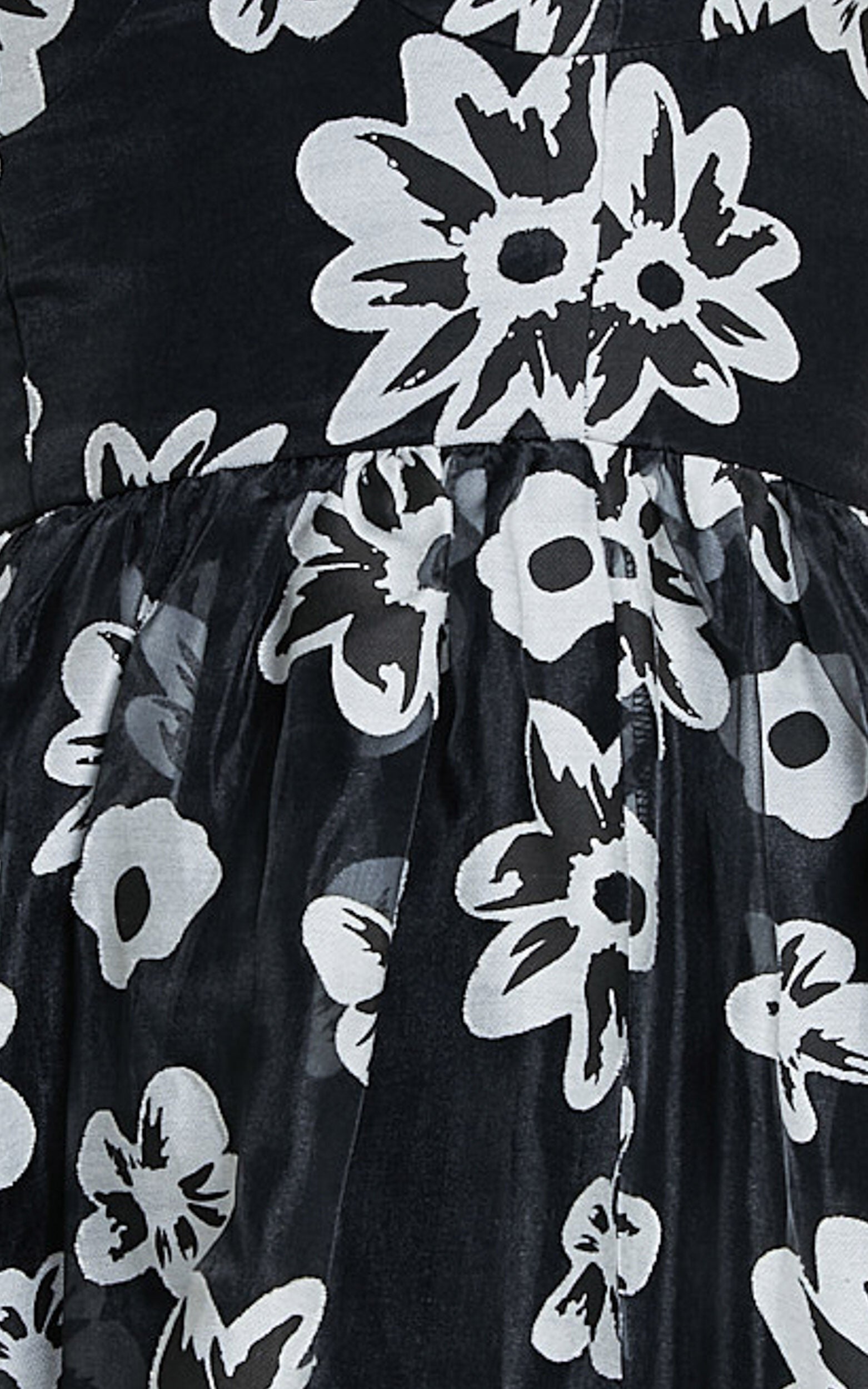 Nikky Midi Dress - Organza Full Skirt Dress in Black Floral