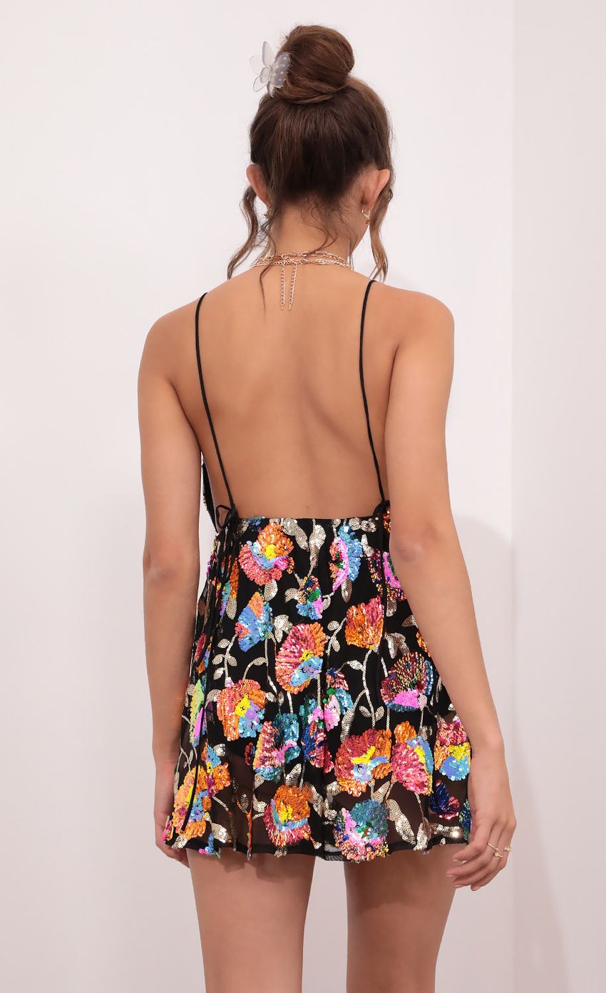 Sequin Dress In Black Multicolor