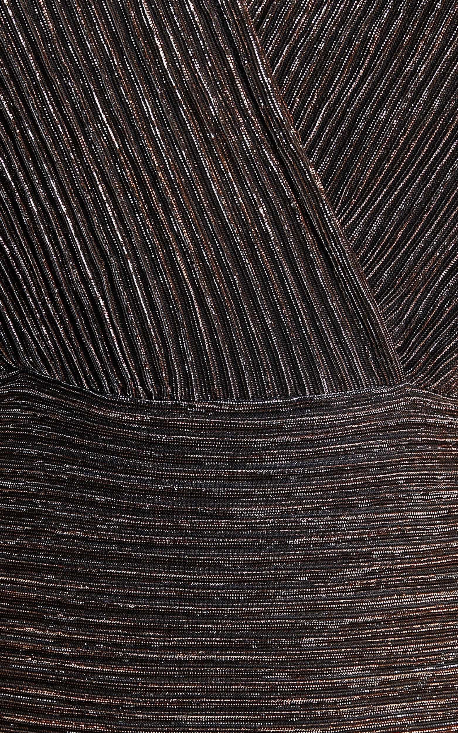 Laurah Mini Dress - V Neck Long Sleeve Plisse Dress in Black/gold