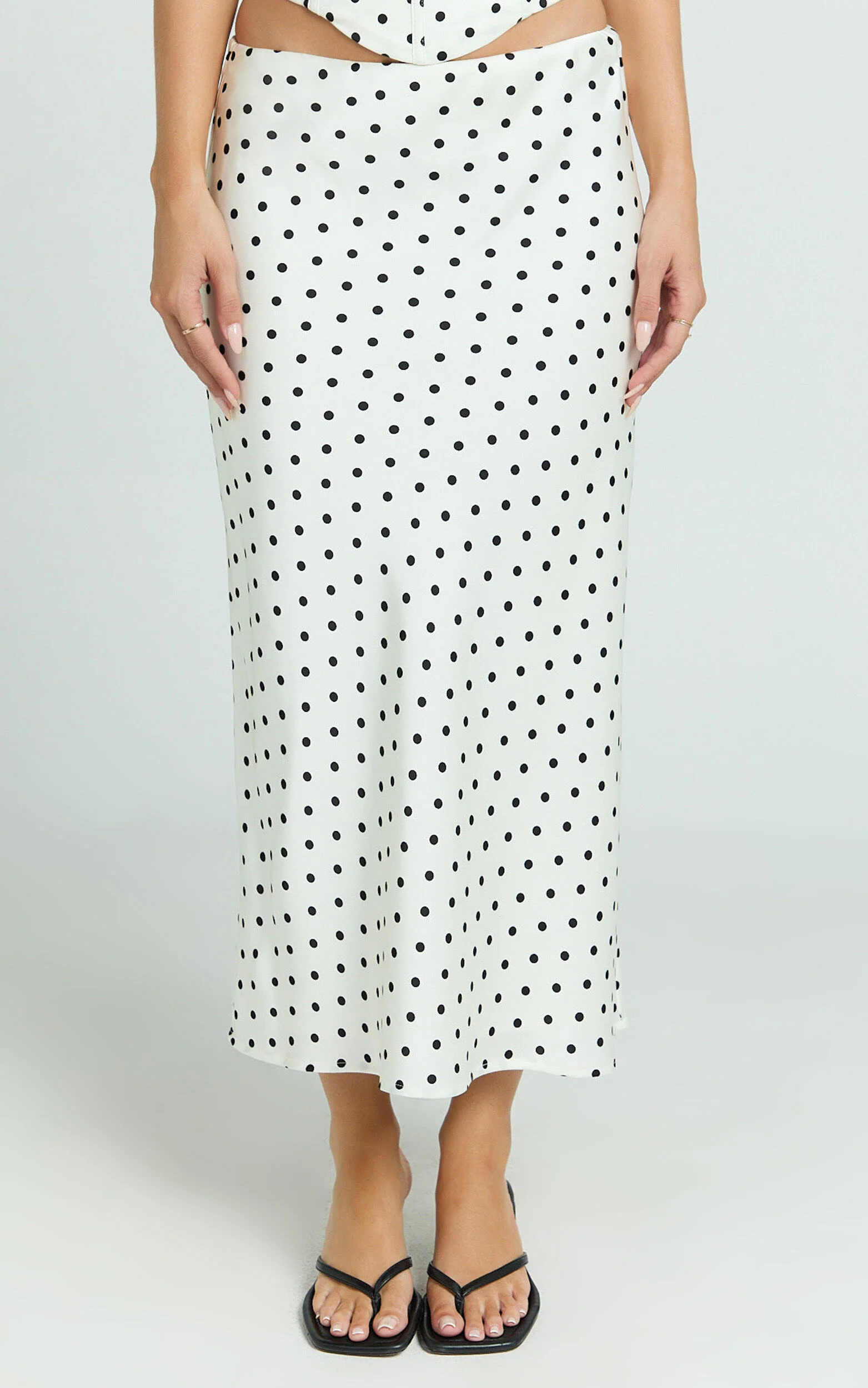 Runaway The Label - Karlita Midi Skirt in White Polka