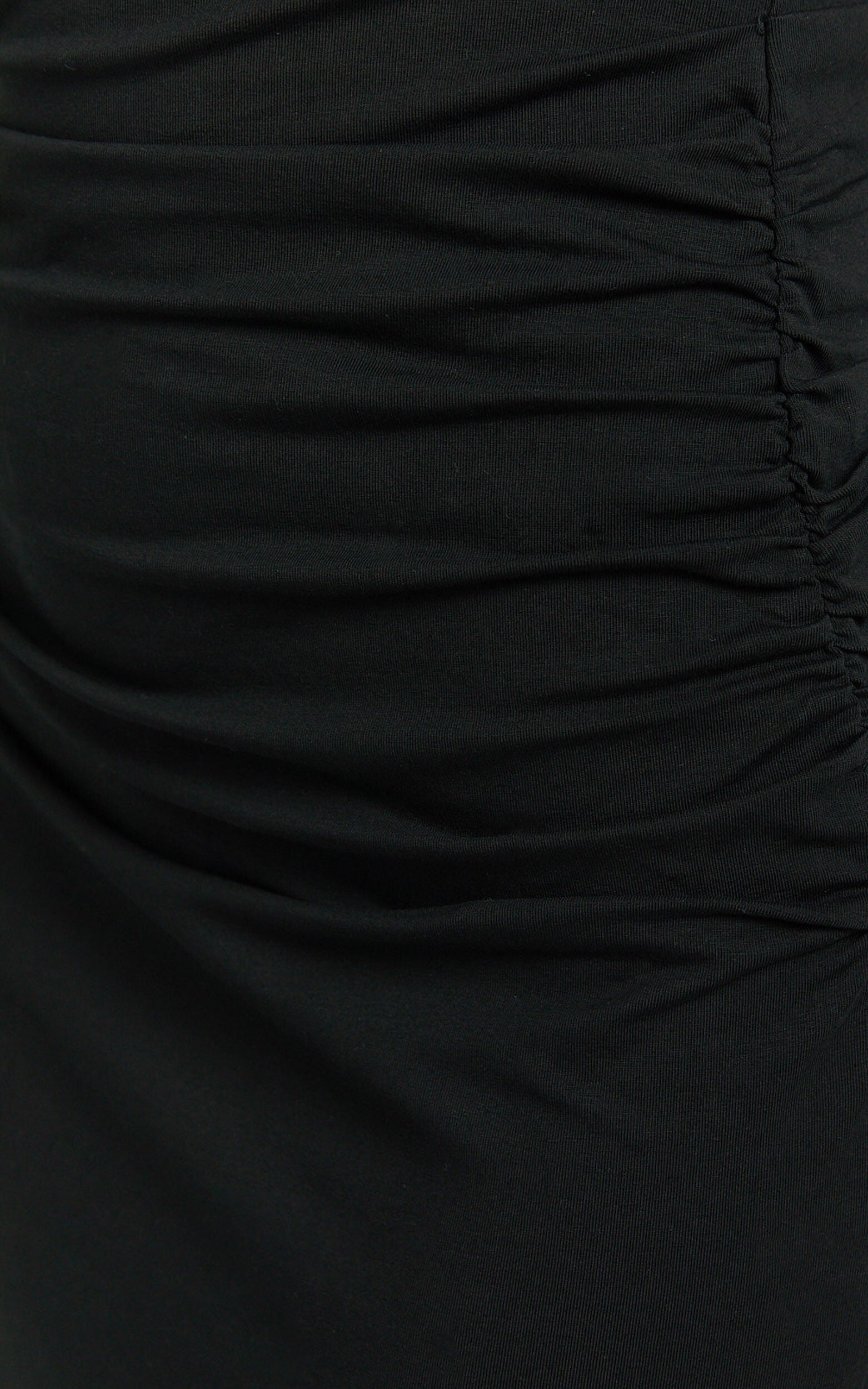 Lizzy Midi Dress - Jersey Ruched Side Split Dress in Black