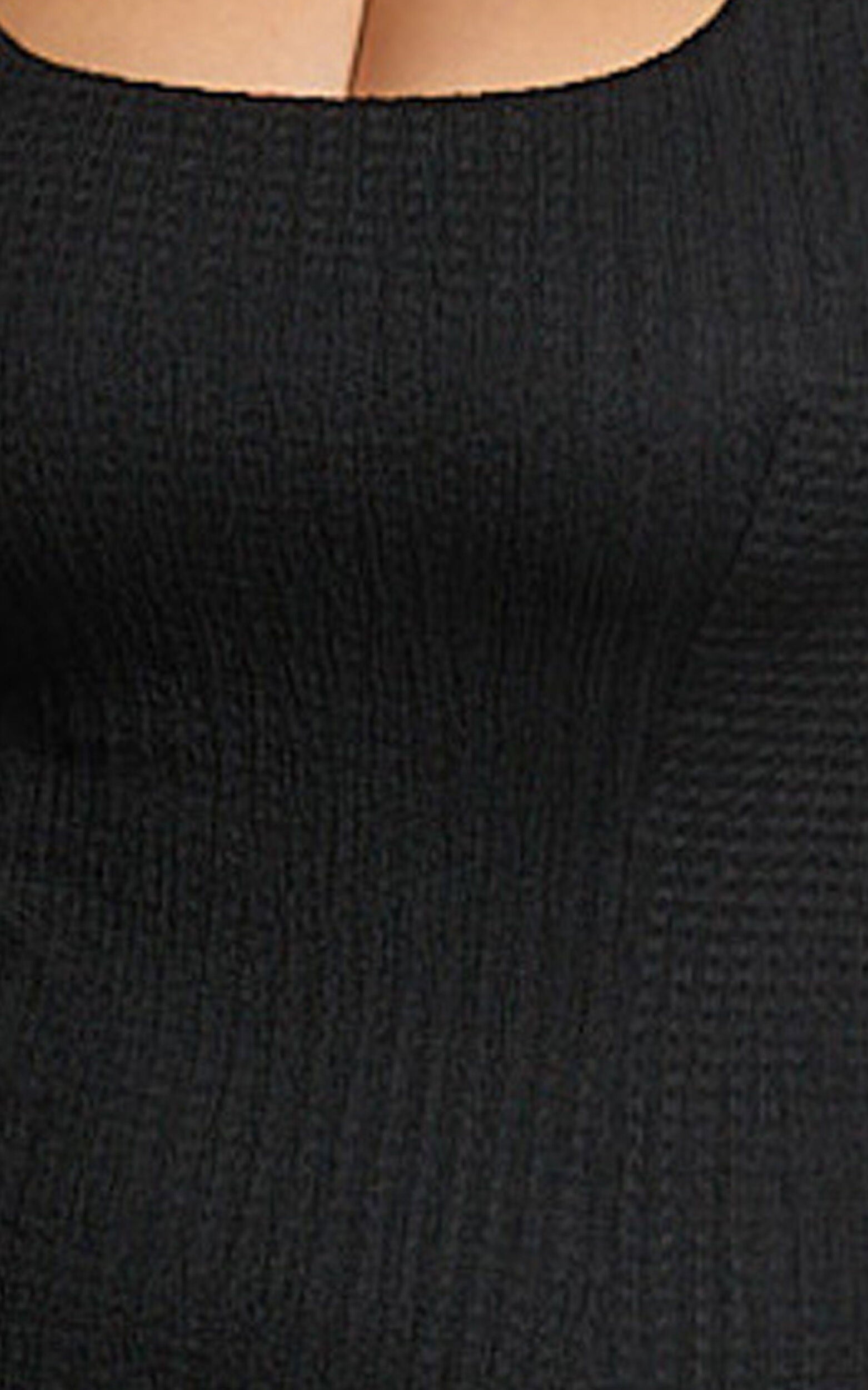 Wilder Midi Dress - Textured Thigh Split Bodycon Dress in Black