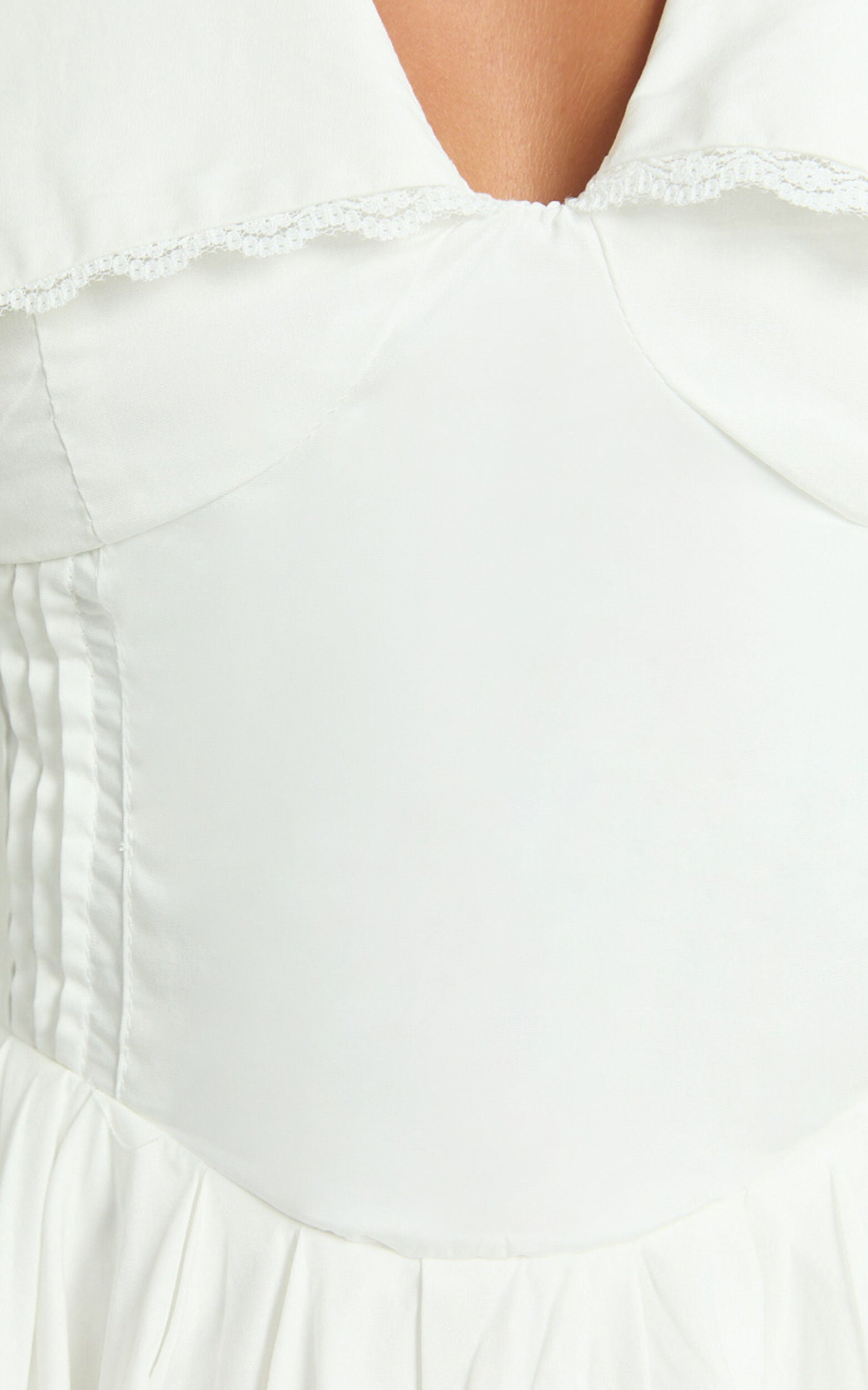 Jhorgen Mini Dress - Collared Puff Sleeve Dress in White