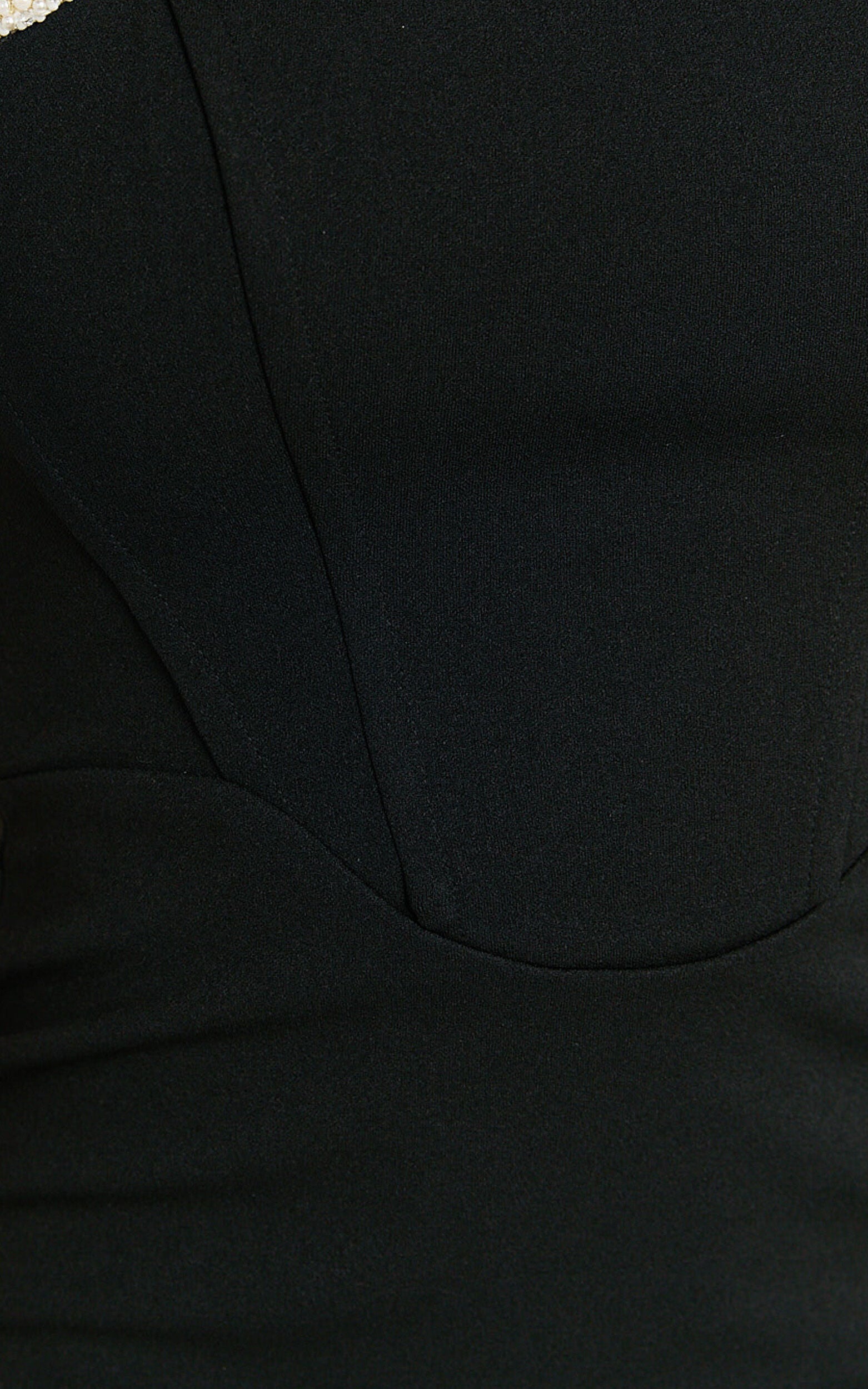 Perlita Midi Dress - Sleeveless Pearl band detailing Dress in Black