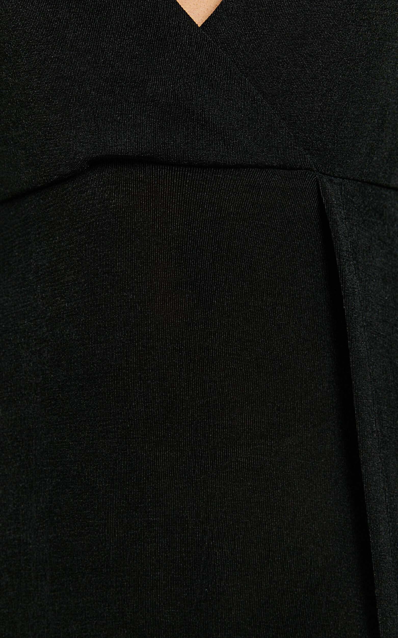 Winston Maxi Dress - Plunge Leg Split Dress in Black