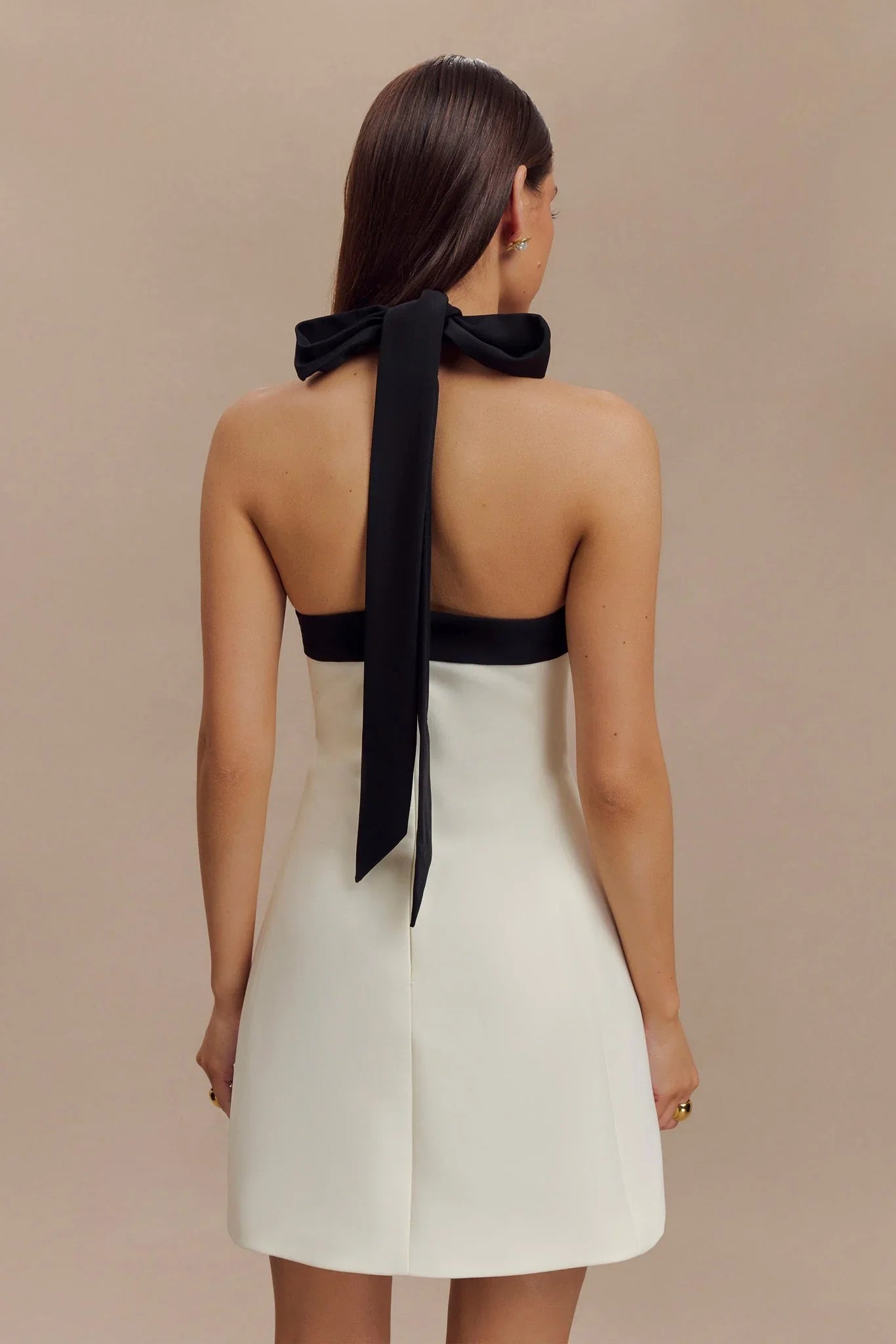 Cara Contrast Suiting Mini Dress - Black/White