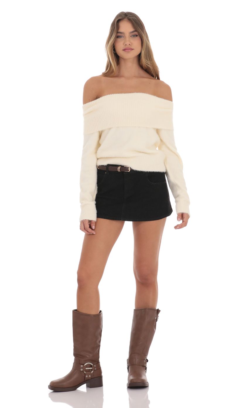 Fizzy Off Shoulder Jumper in Cream